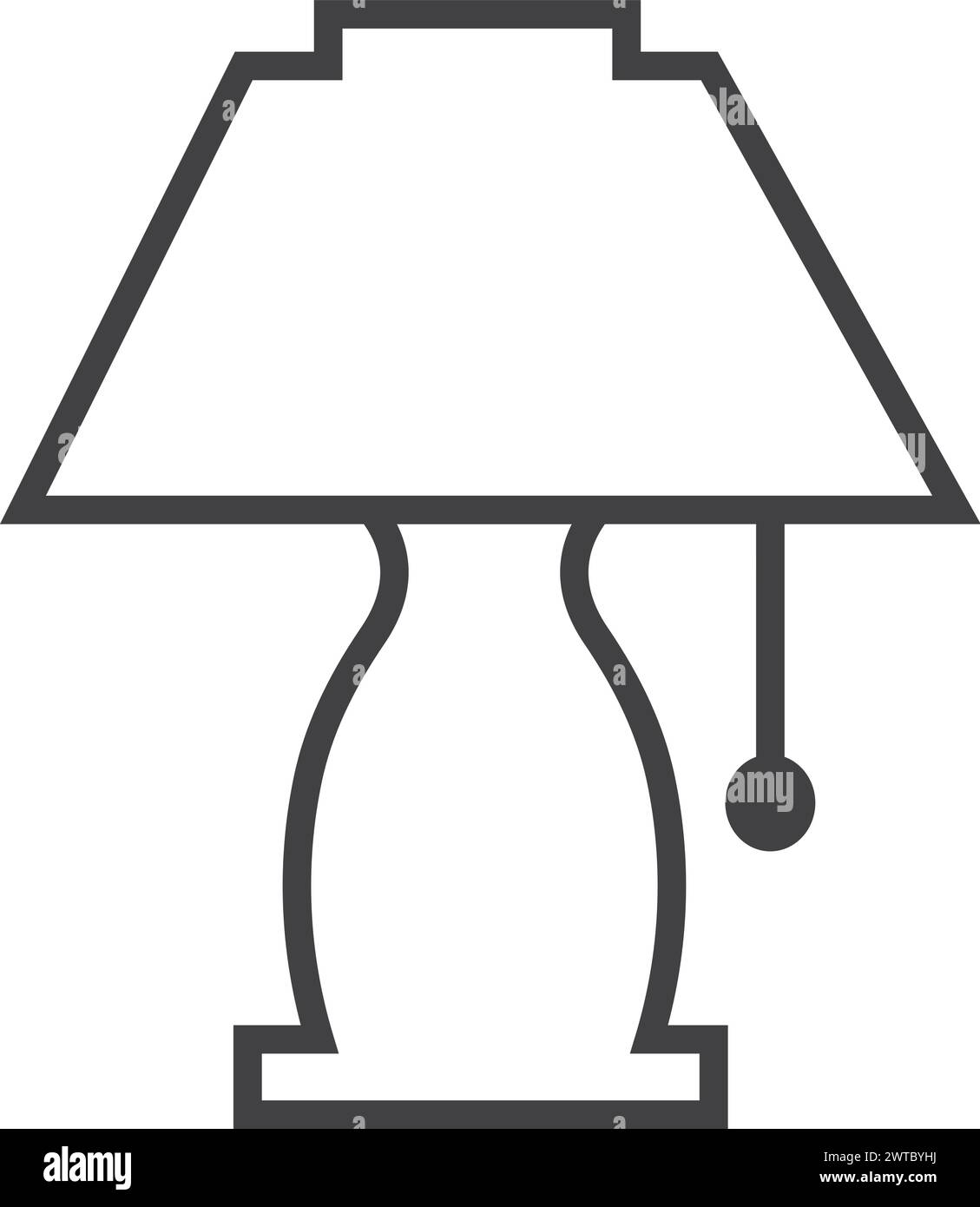Icona della linea della lampada da tavolo. Simbolo della luce sul comodino Illustrazione Vettoriale