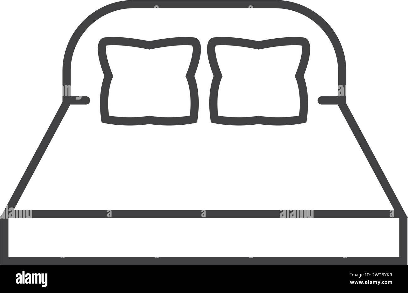 Letto matrimoniale con due cuscini. Camera per famiglie Illustrazione Vettoriale