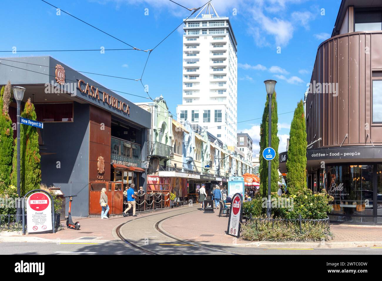 New Regent Street, Christchurch Central, Christchurch, Canterbury, nuova Zelanda Foto Stock