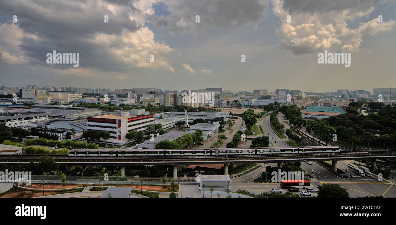 Boon Lay è un quartiere situato nella città di Jurong West, nella regione occidentale di Singapore. La parte esposta a sud è costituita principalmente da fabbriche e industrie. Foto Stock