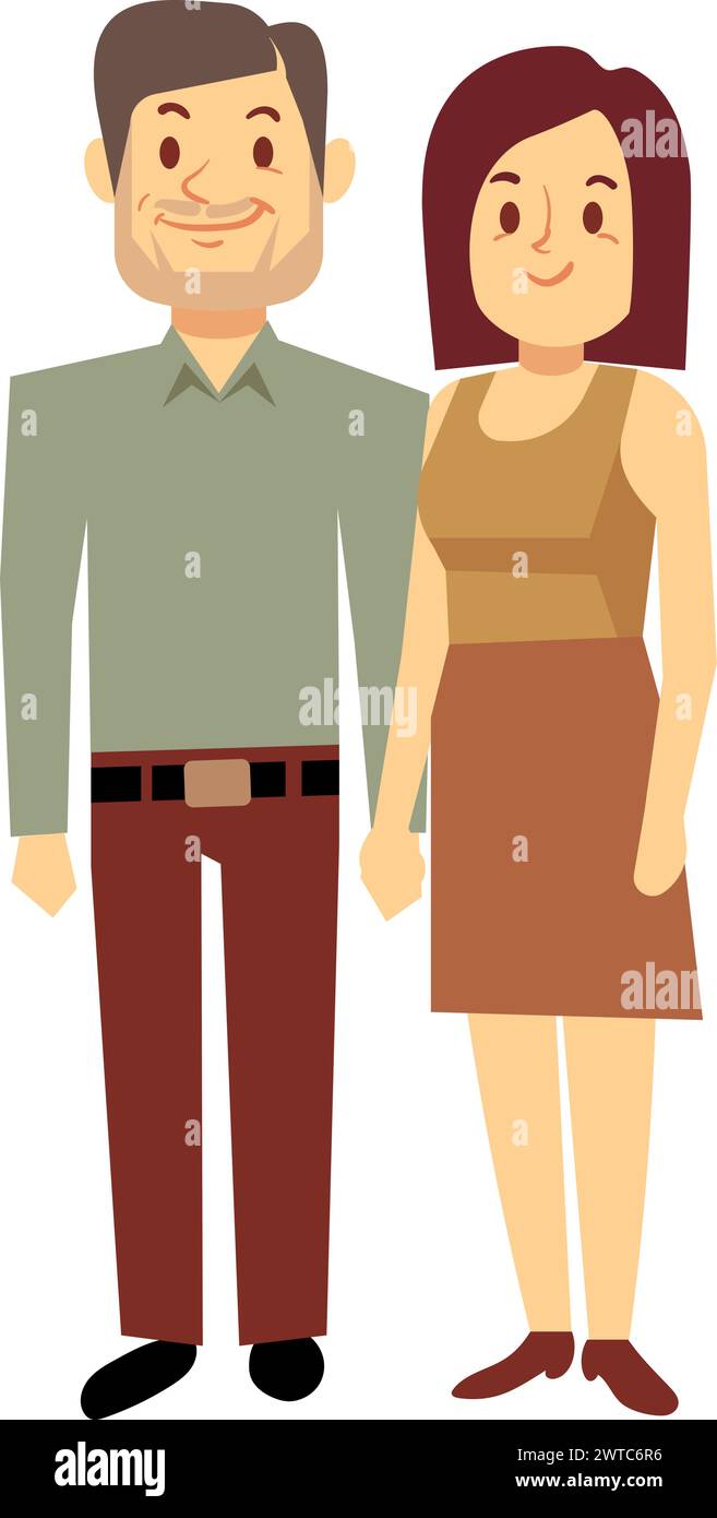 Uomo e donna di mezza età. In piedi felice coppia sposata Illustrazione Vettoriale
