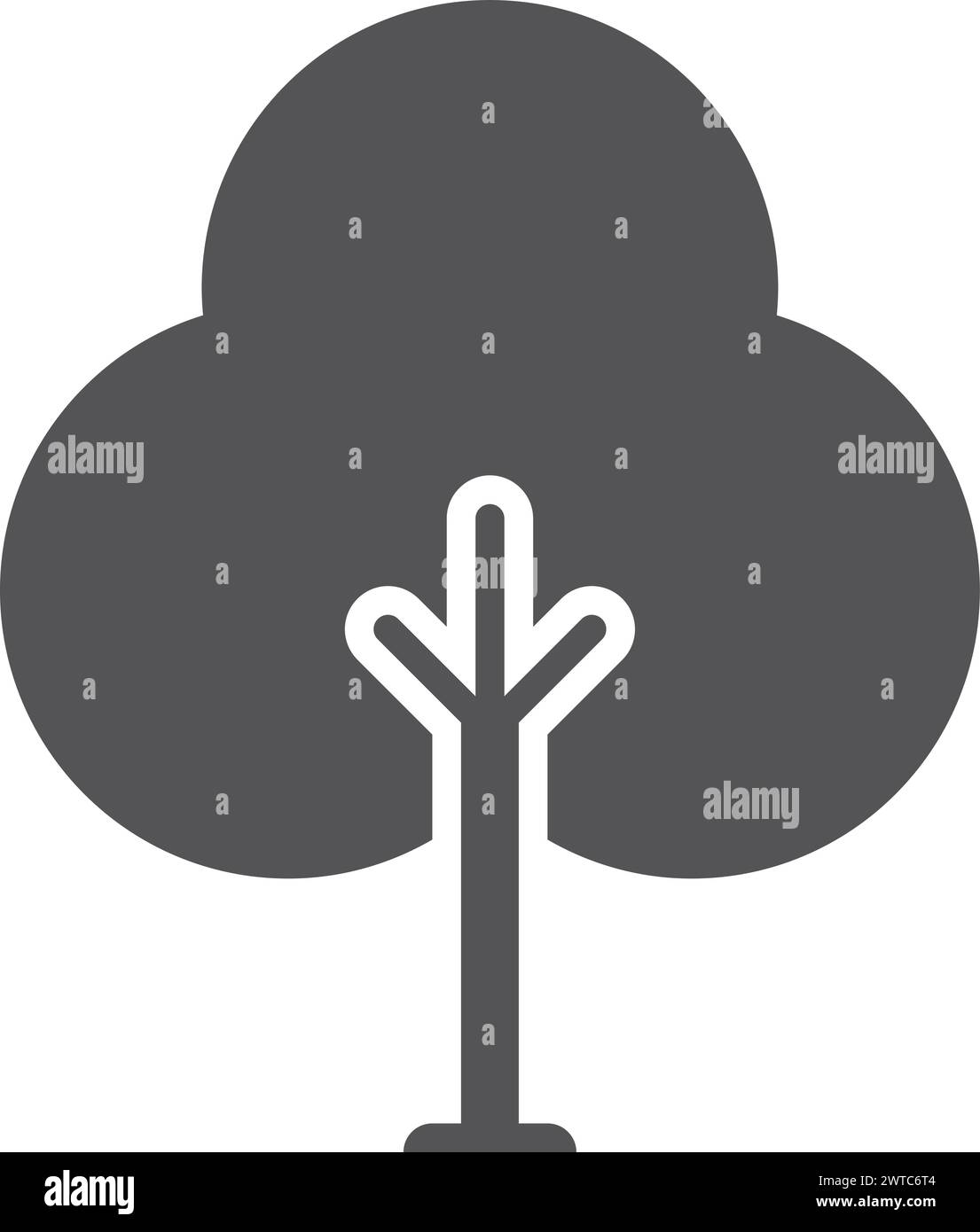 Icona albero nero. Simbolo della biologia ecologica. Segno della natura Illustrazione Vettoriale