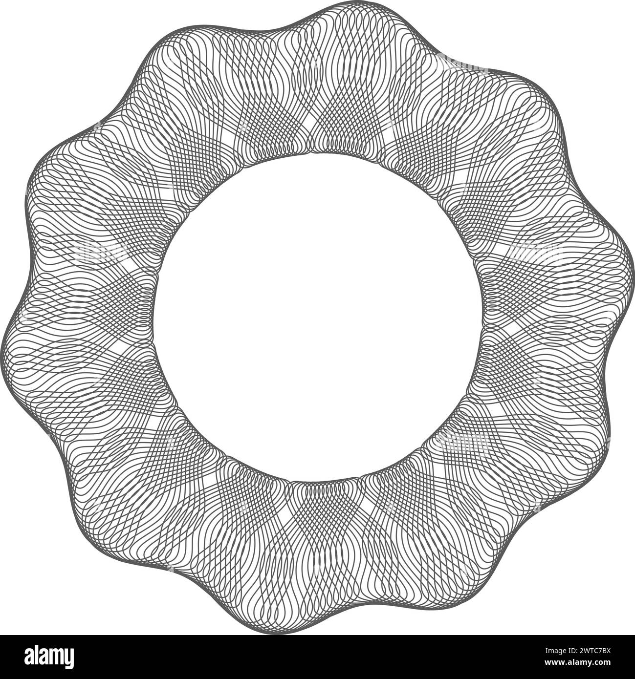 Filigrana banconote. Schema della linea radiale di protezione del denaro Illustrazione Vettoriale
