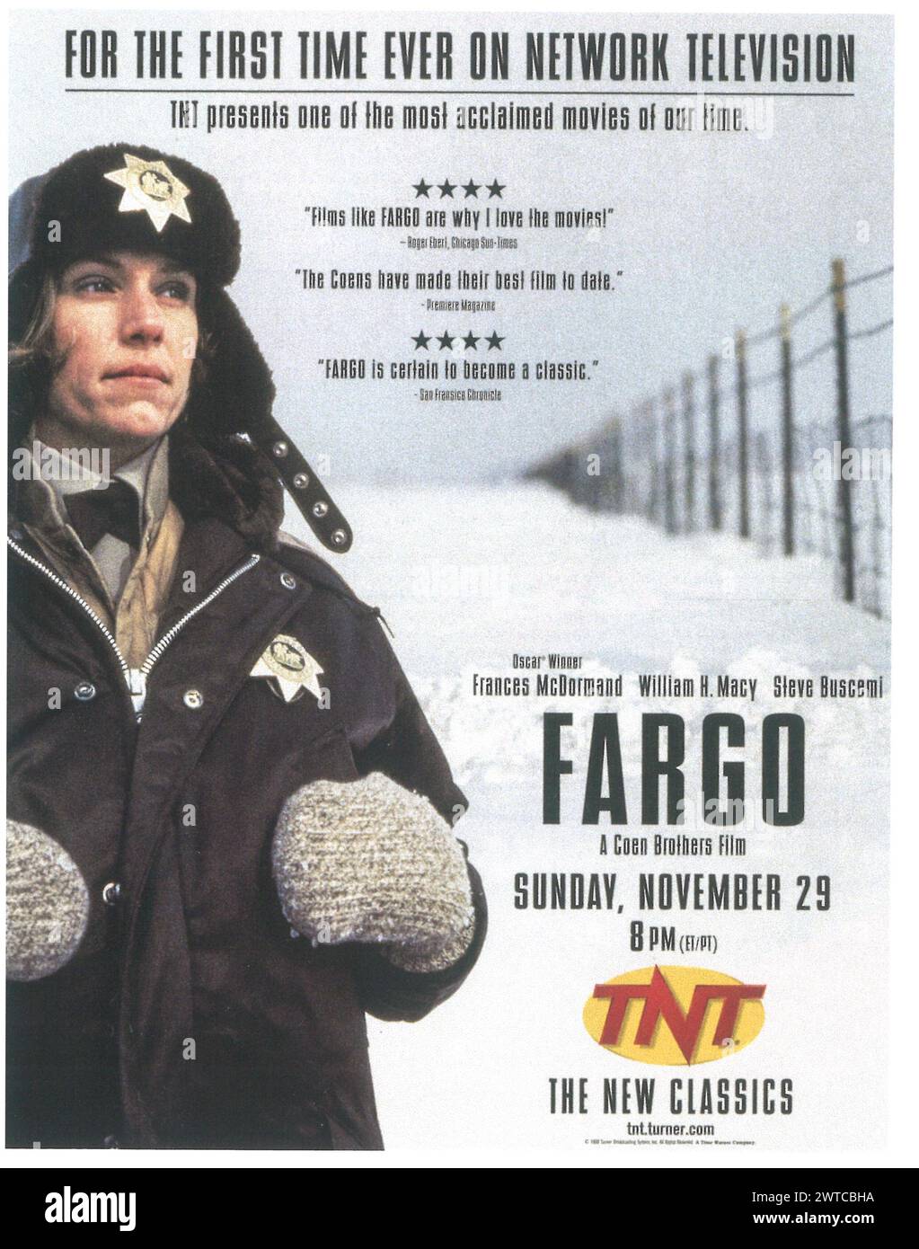 Poster del film Fargo di Coen Brothers del 1997, su TNT TV New Classics Foto Stock