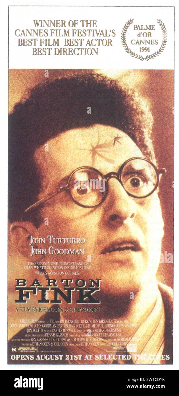 1991 Coen Brothers BARTON FINK originale US DS poster con 1 foglio con John Turturro Foto Stock