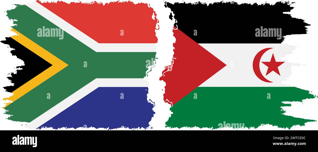 Il Sahara occidentale e il Sudafrica grunge bandiere connessione, vettore Illustrazione Vettoriale