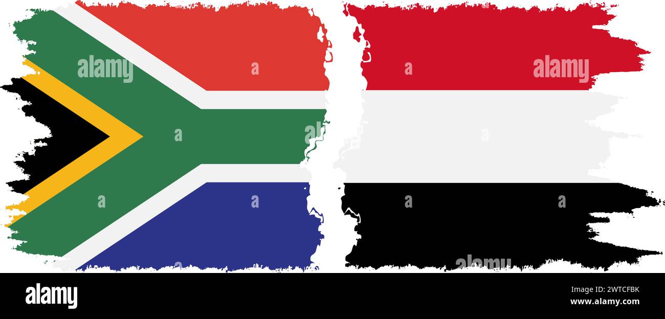 Yemen e Sud Africa grunge bandiere connessione, vettore Illustrazione Vettoriale