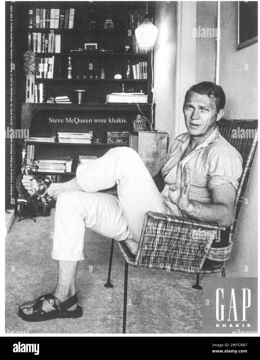 1994 pubblicità GAP con Steve McQueen. "Steve McQueen indossava il khakis" Foto Stock
