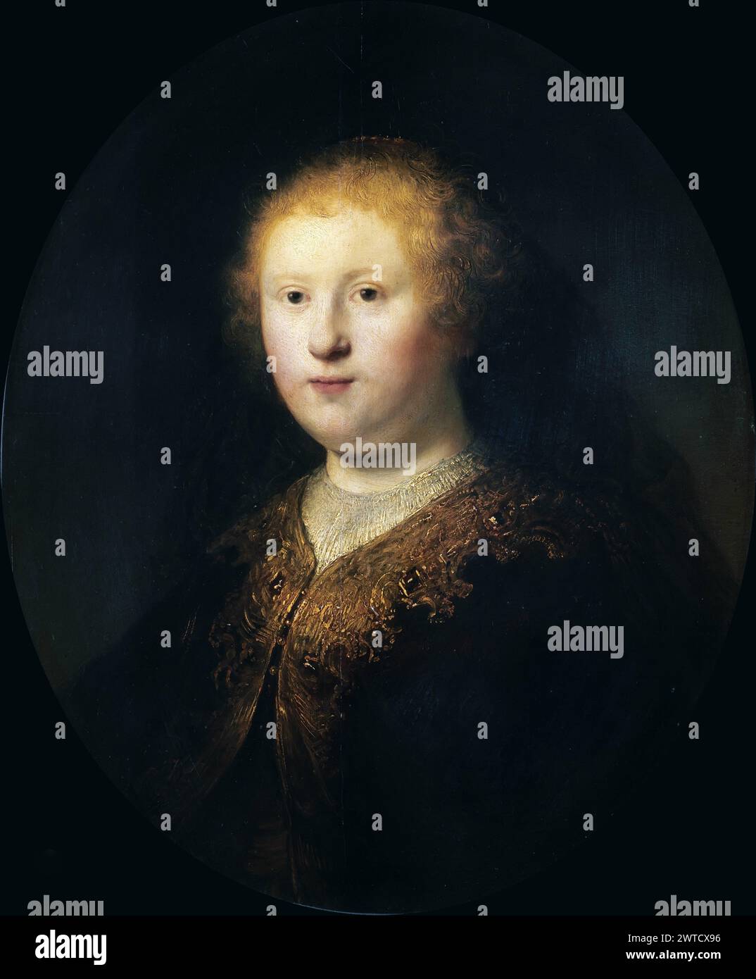 Rembrandt Harmenszoon Van Rijn – Ritratto di una giovane donna (cerchio di Rembrandt) 1632 Foto Stock