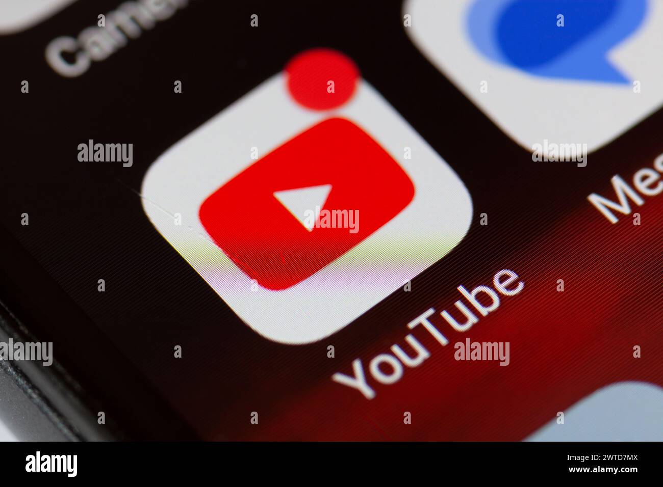 Icona dell'app YouTube sul telefono cellulare Foto Stock