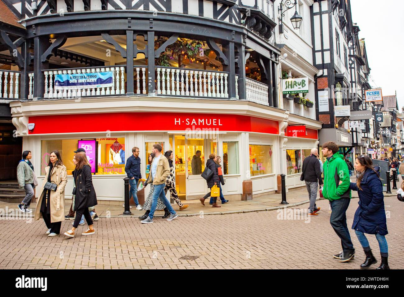 Negozio di gioielli di alta moda H Samuel, Cheshire, nella città di Chester Foto Stock