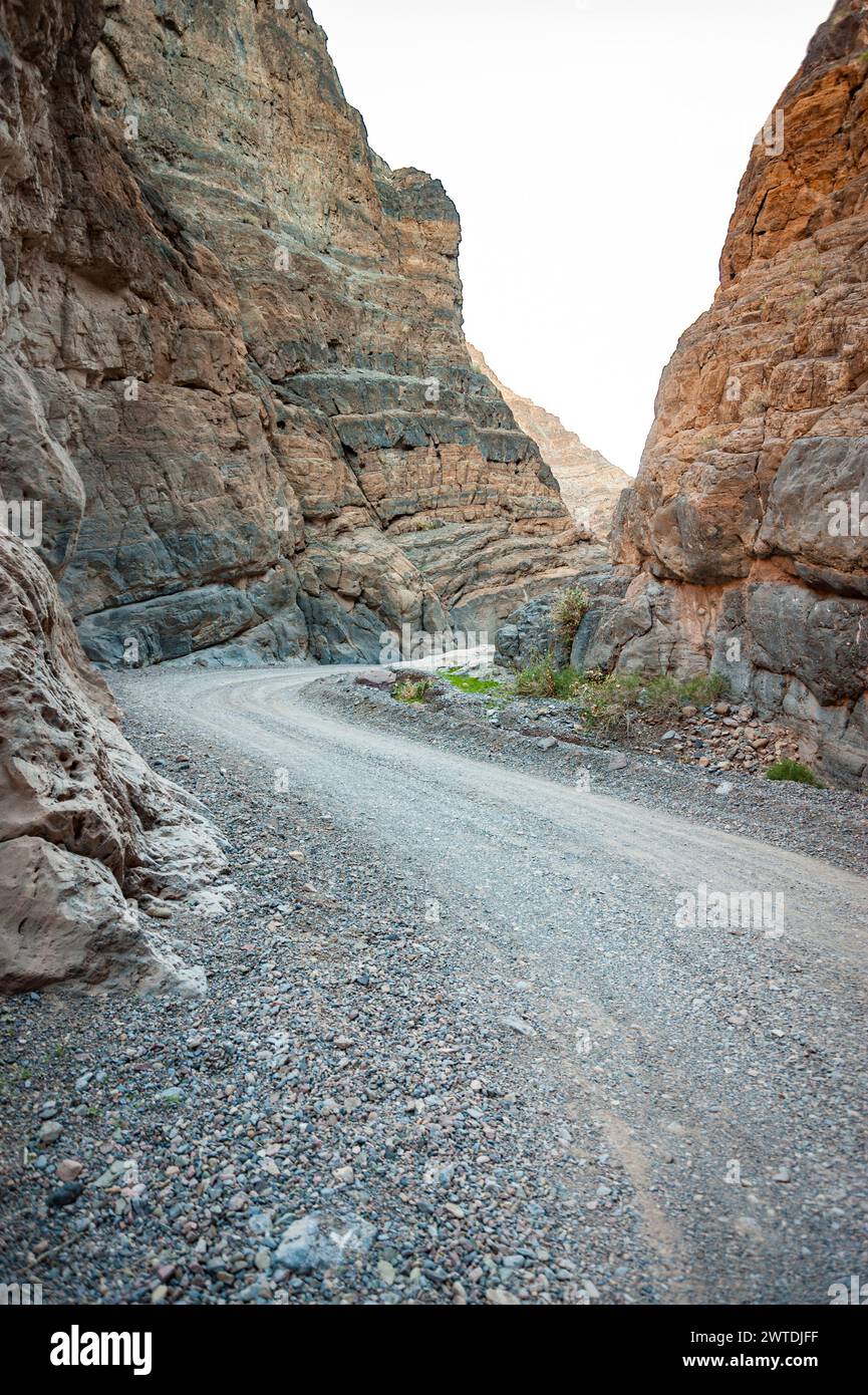 Strada sterrata che attraversa la Valle della morte Foto Stock