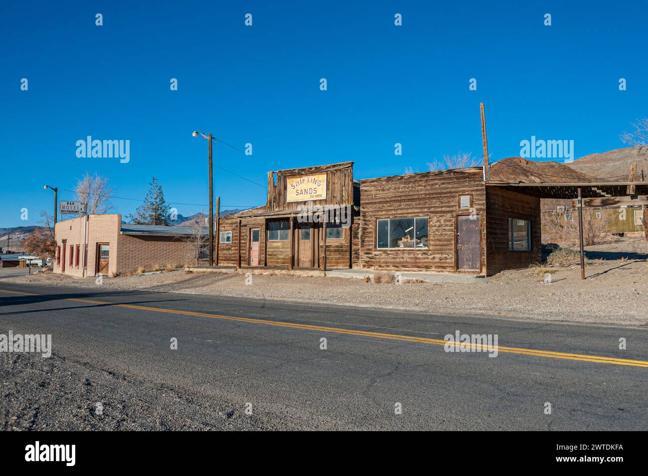Shifting Sands General Store, frontiera selvaggia del West, Silver Peak Nevada, Stati Uniti Foto Stock