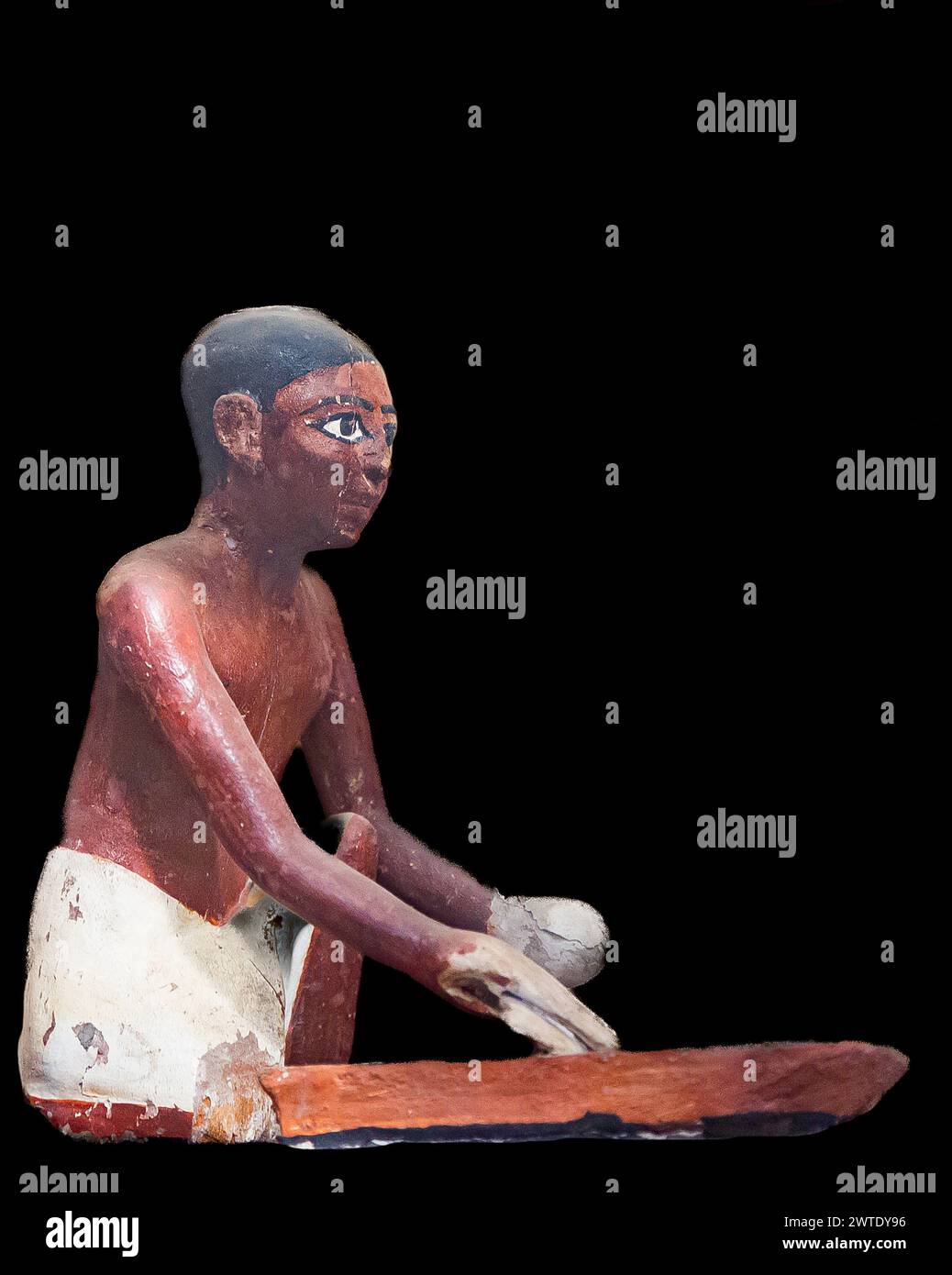 Museo Egizio del Cairo, statuetta modello di un servitore che impastava l'impasto per fare il pane. Foto Stock