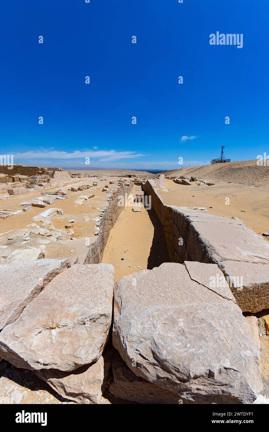 Egitto, Saqqara, Unas Barque Pits. o forse sono barques finte, in pietra. Foto Stock
