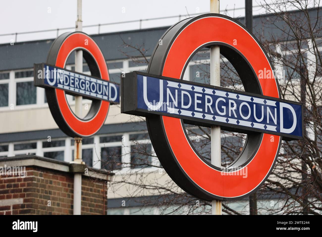 Cartello circolare della metropolitana di Londra Foto Stock