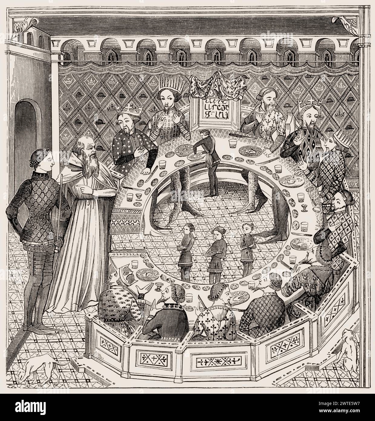 Re Artù e la sua tavola rotonda, leggenda arturiana Foto Stock