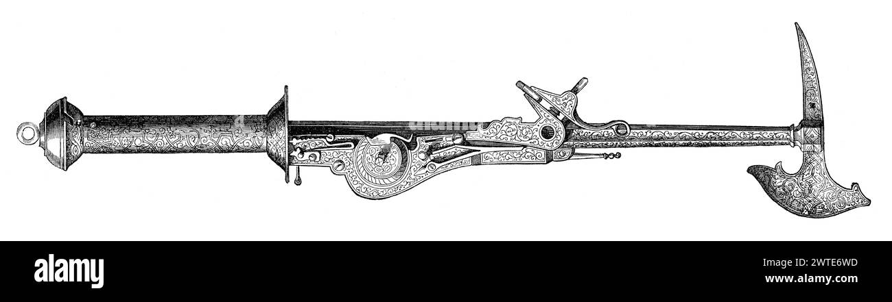 Una pistola con ascia a pietra focaia, XVI secolo Foto Stock