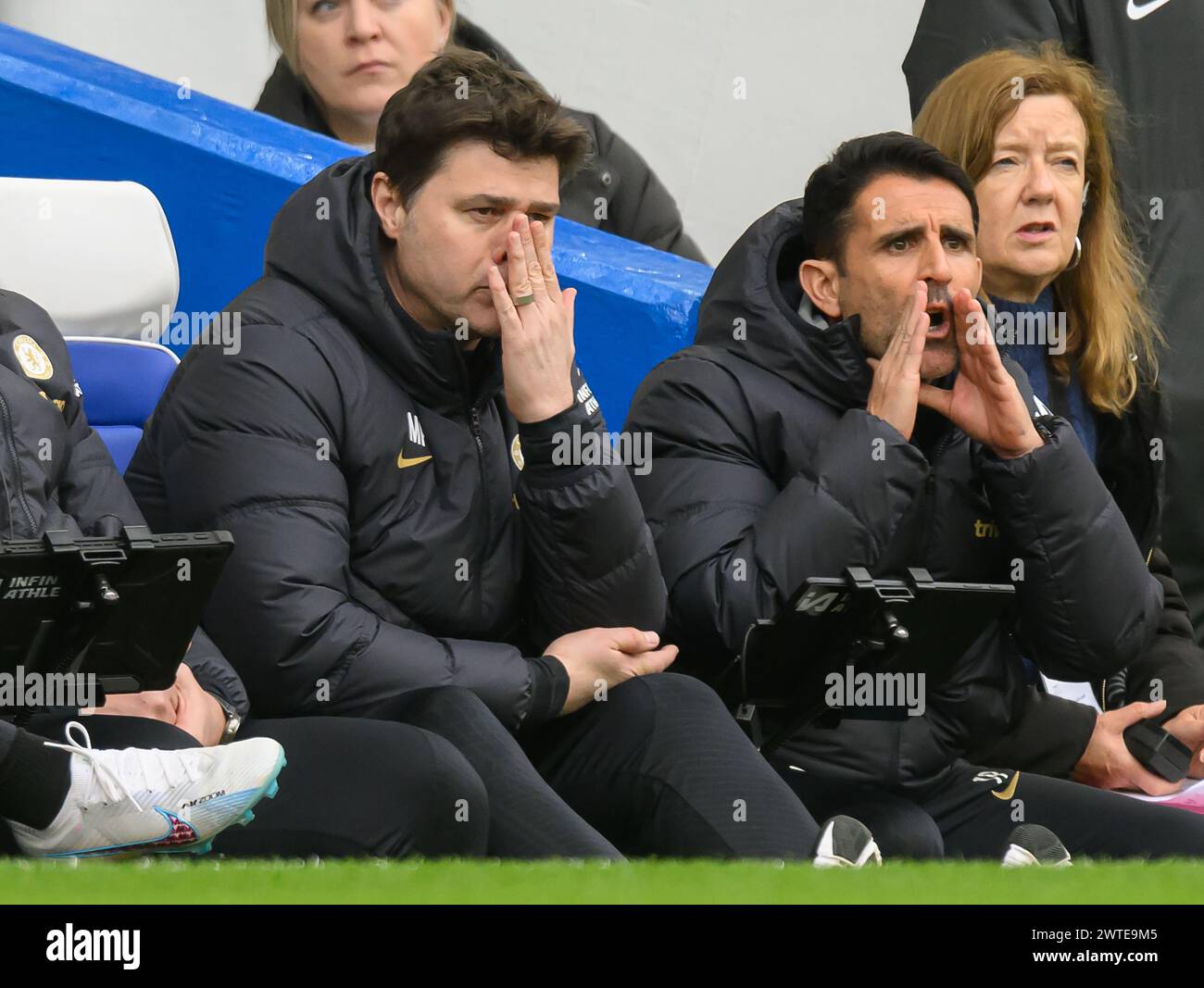 Londra, Regno Unito. 17 marzo 2024 - Chelsea contro Leicester City - fa Cup - Stamford Bridge. Il manager del Chelsea Mauricio Pochettino. Crediti immagine: Mark Pain / Alamy Live News Foto Stock