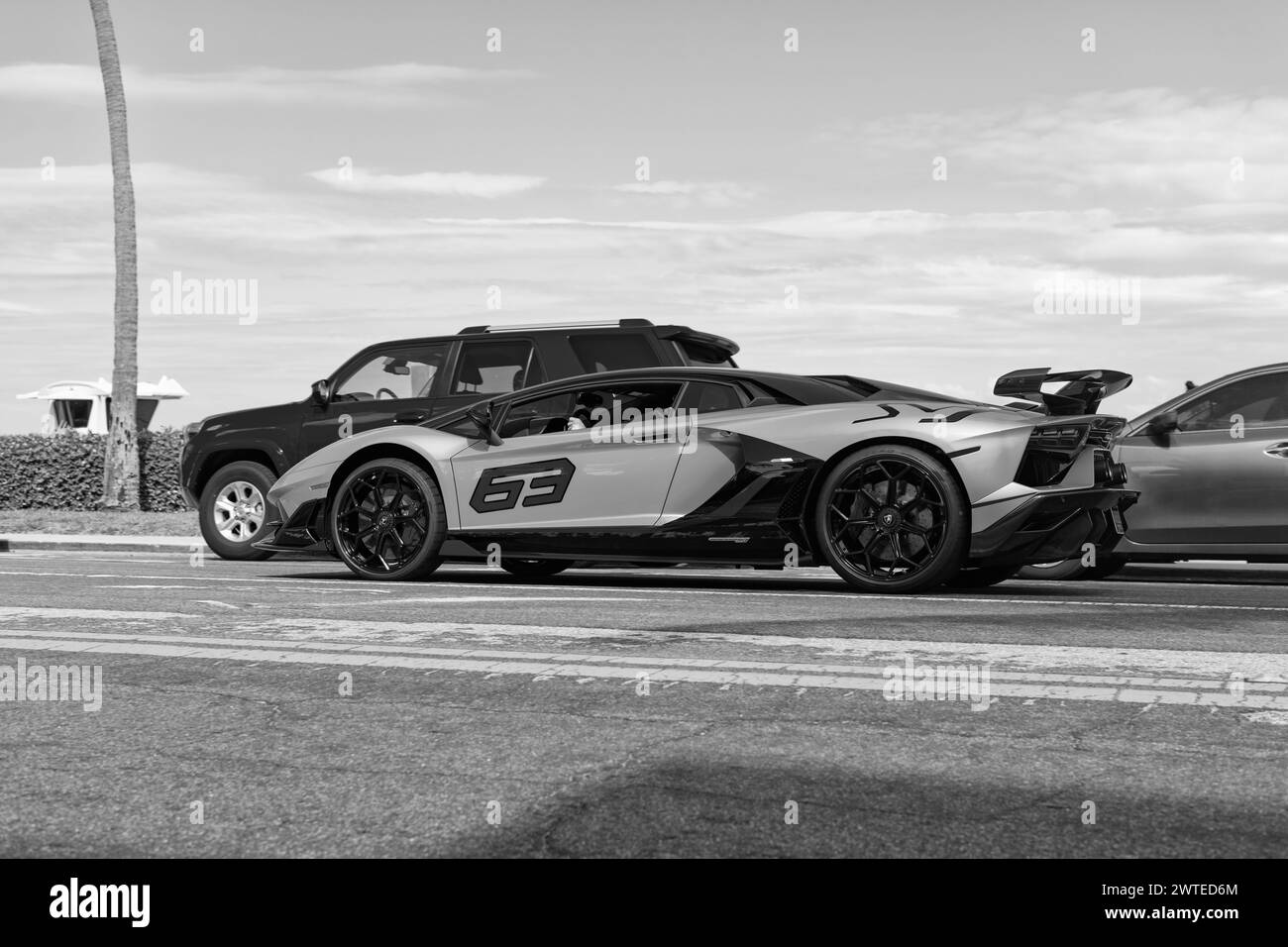Palm Beach, Florida USA - 21 marzo 2021: Lamborghini Aventador Vehicle on Road in Palm Beach Foto Stock