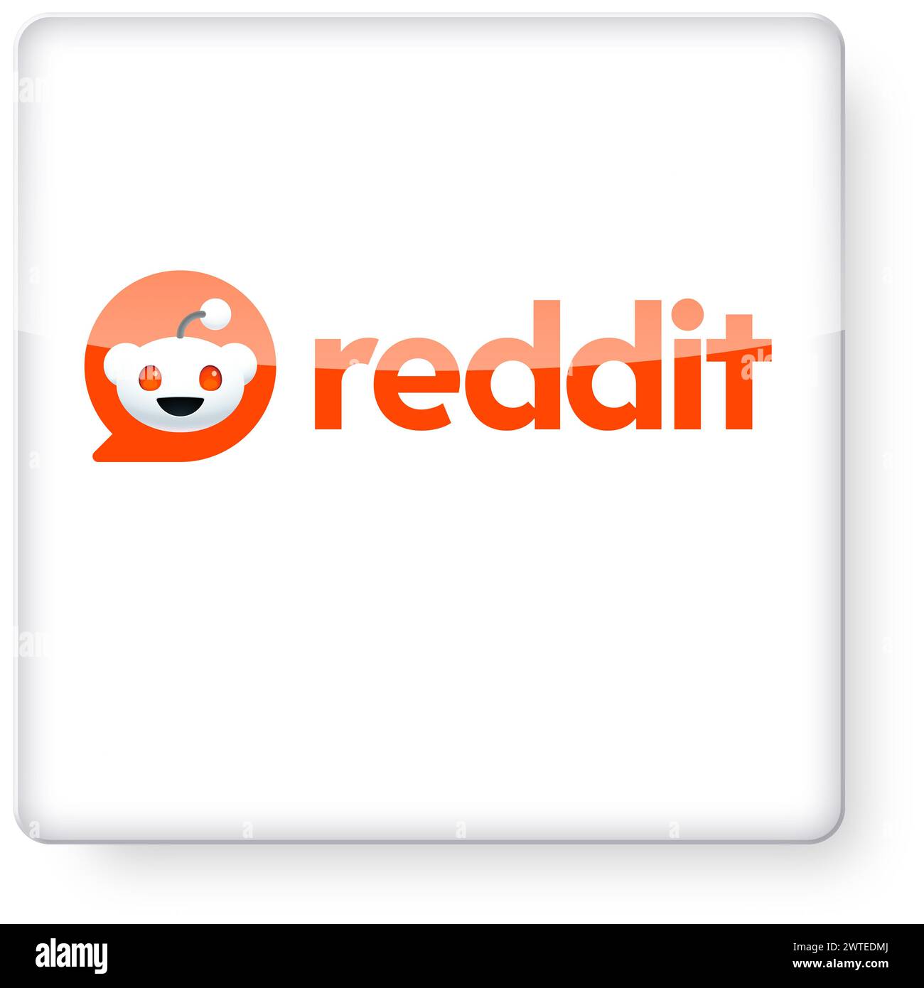 Logo Reddit come icona dell'app. Tracciato di ritaglio incluso. Foto Stock