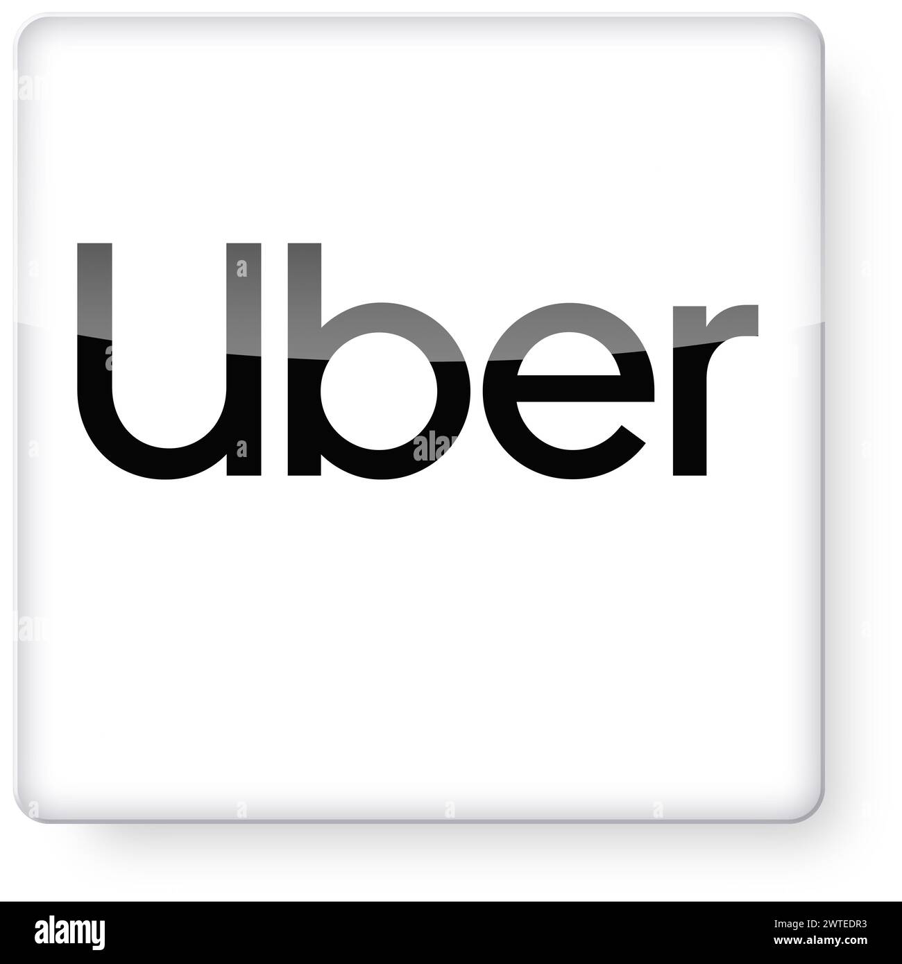 Logo Uber come icona dell'app. Tracciato di ritaglio incluso. Foto Stock