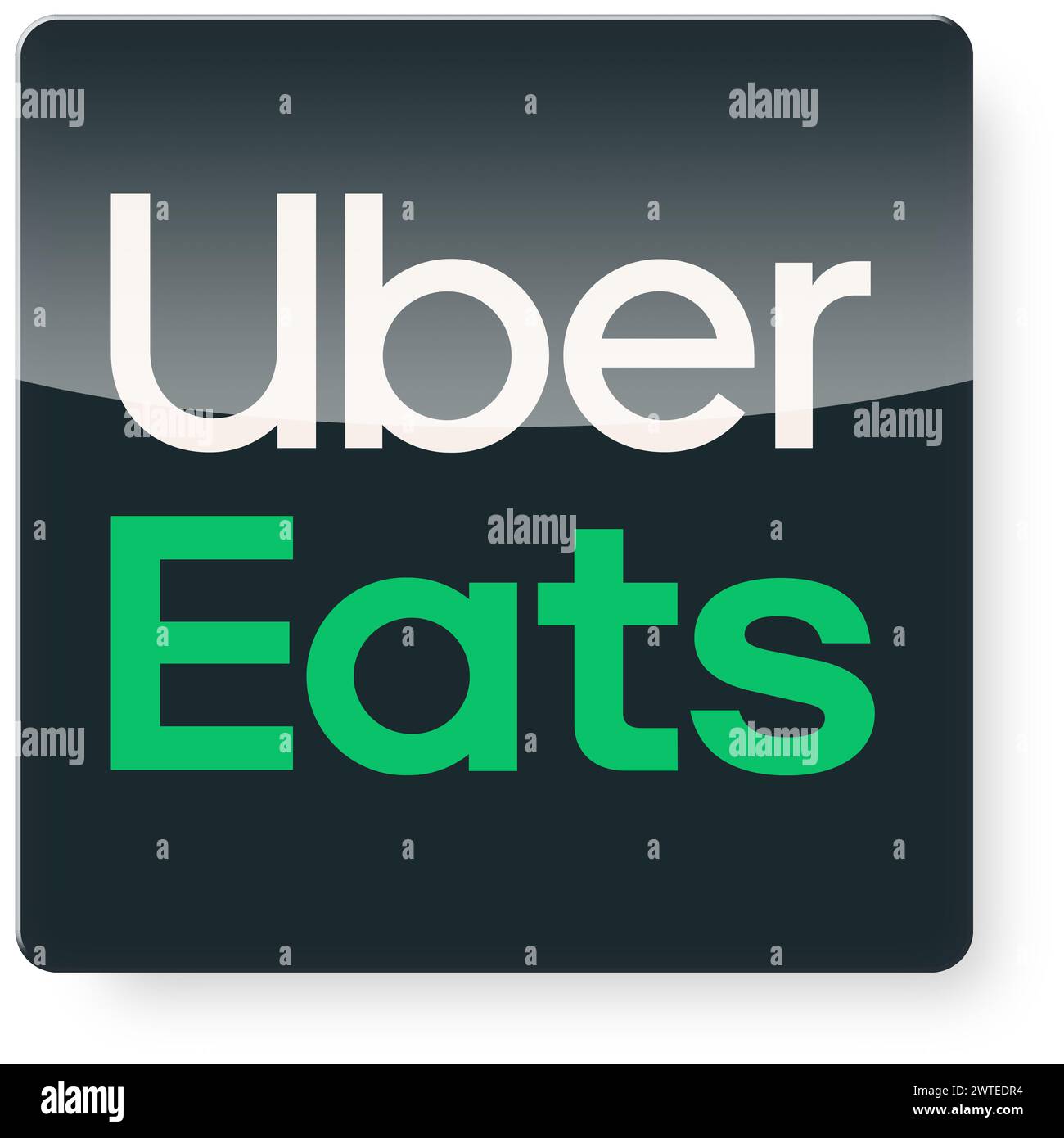 Logo Uber Eats come icona dell'app. Tracciato di ritaglio incluso. Foto Stock