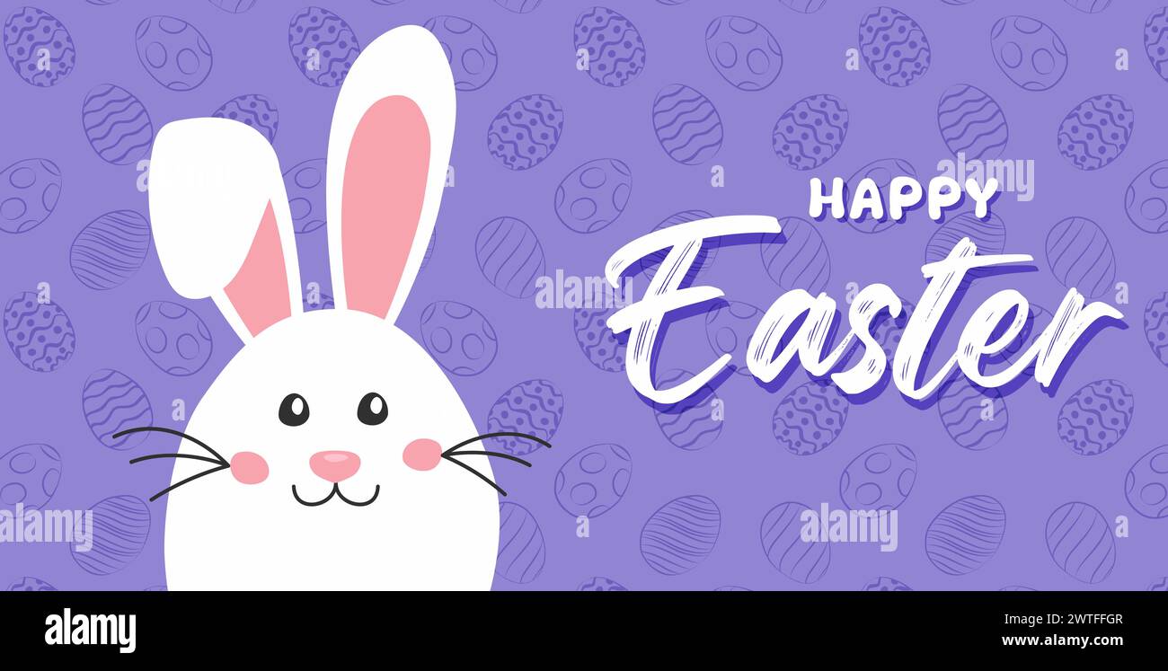 Divertente uovo di Pasqua con orecchie conigliette , ottimo per striscioni, sfondi, carte di pasqua e involucri - disegno vettoriale Illustrazione Vettoriale