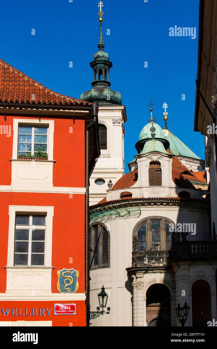 Scena di strada a Lilidva Prague Old Town Repubblica Ceca Foto Stock