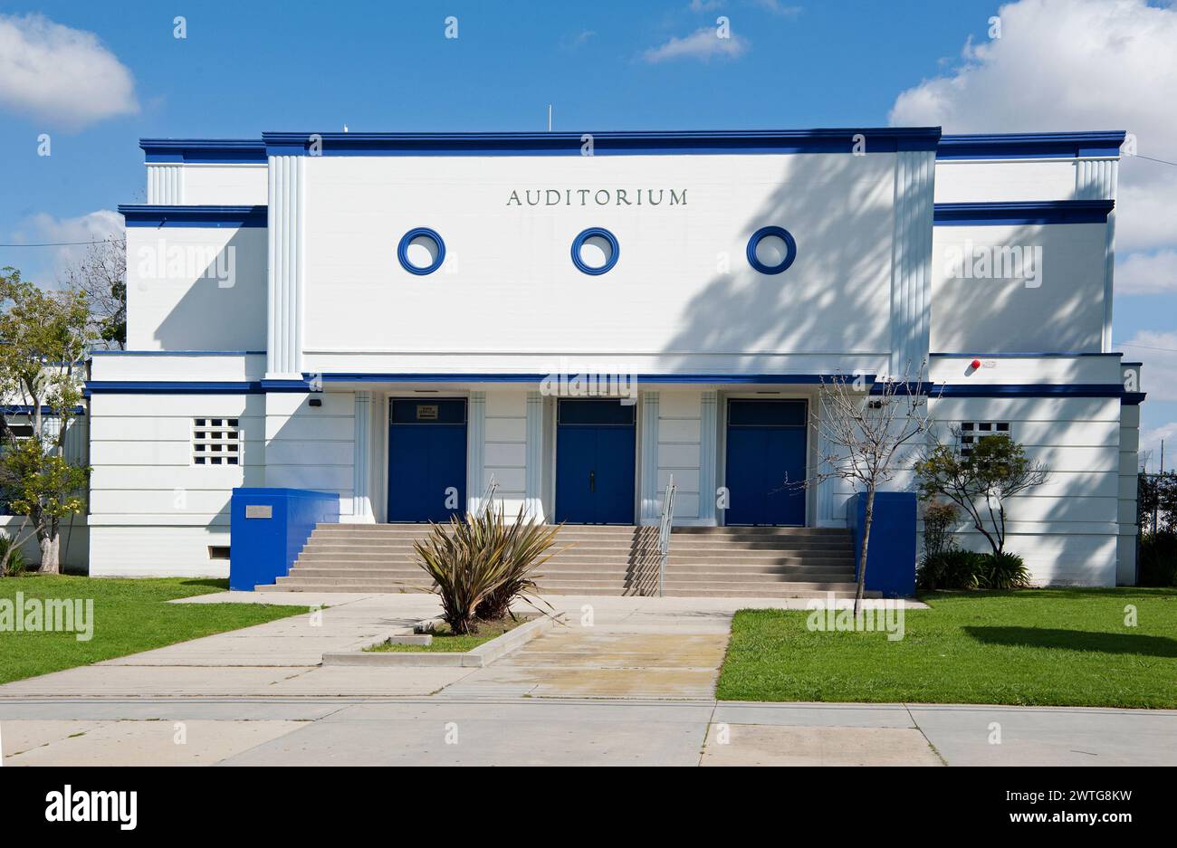 Art Deco, architettura, edilizia, scuola, auditorium, Crestview, Los Angeles, Califonria, Stati Uniti Foto Stock
