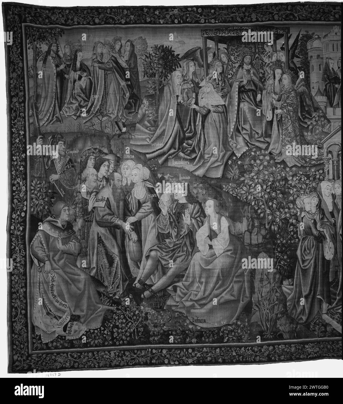 Cristo nasce come Redentore dell'uomo. Sconosciuto c. 1500-1520 arazzi dimensioni: H 13'3' x W 26' arazzi materiali/tecniche: Lana (ordito: 15-18/poll.; 6-7 cm); lana e seta (trama) Cultura: Paesi Bassi meridionali storia di proprietà: Juan Rodríguez de Fonsca coll., vescovo di Burgos (acquisto totale di 8 arazzi tra il 1519 e il 1524); lasciato in eredità alla Cattedrale di Burgos nel 1526. Cattedrale di Burgos coll.; venduta nel 1926. French & Co. Ha acquistato da Mr. R. [Raimundo] Ruiz, fatturato 5/7/1931; venduto al Metropolitan Museum of Art 2/4/1938. Stati Uniti, New York, New York, Metropolitan Museum of Art, accno Foto Stock