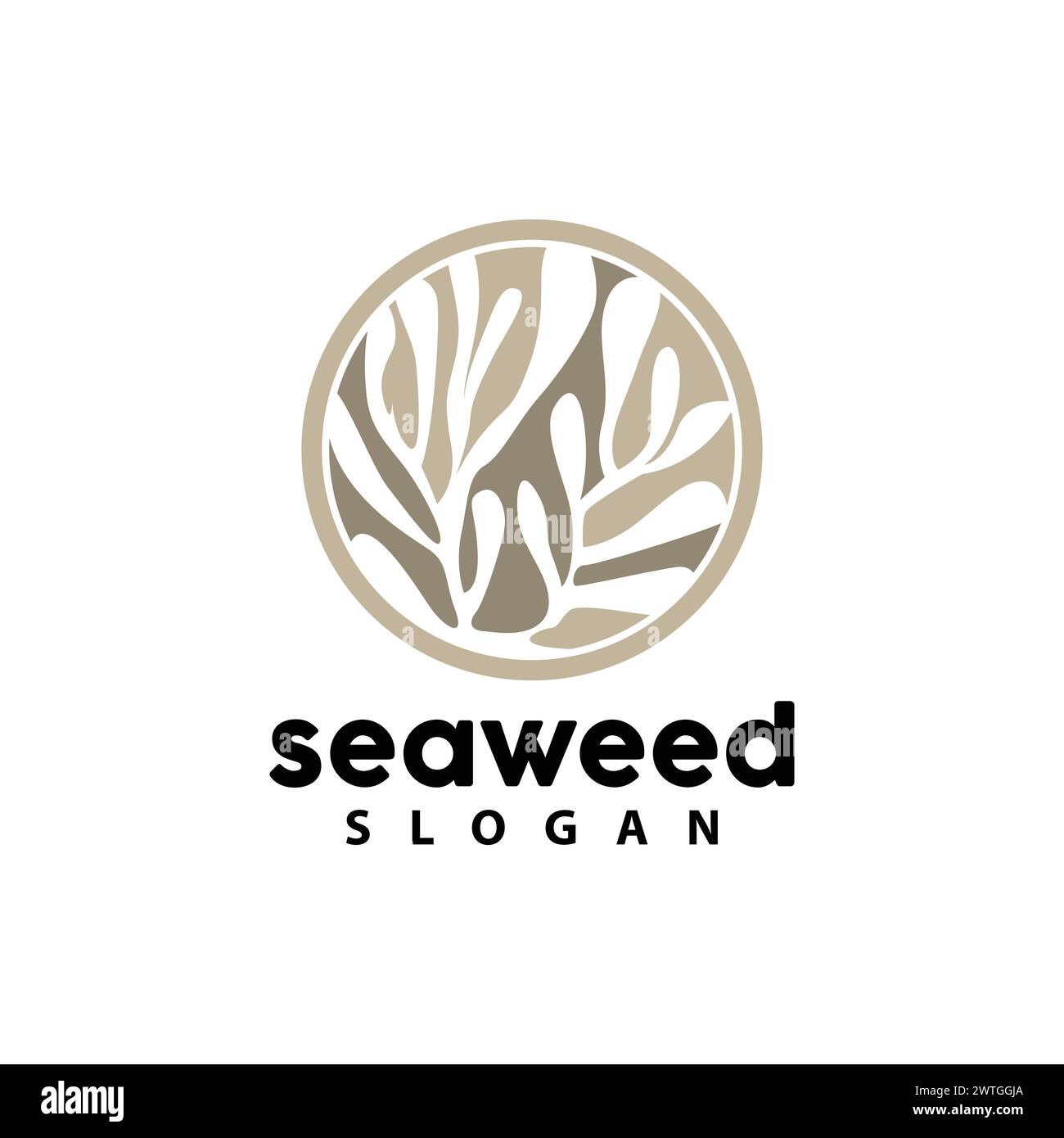 Logo di alghe marine, vettore di piante subacquee, disegno semplice a foglia, icona simbolo modello illustrativo Illustrazione Vettoriale