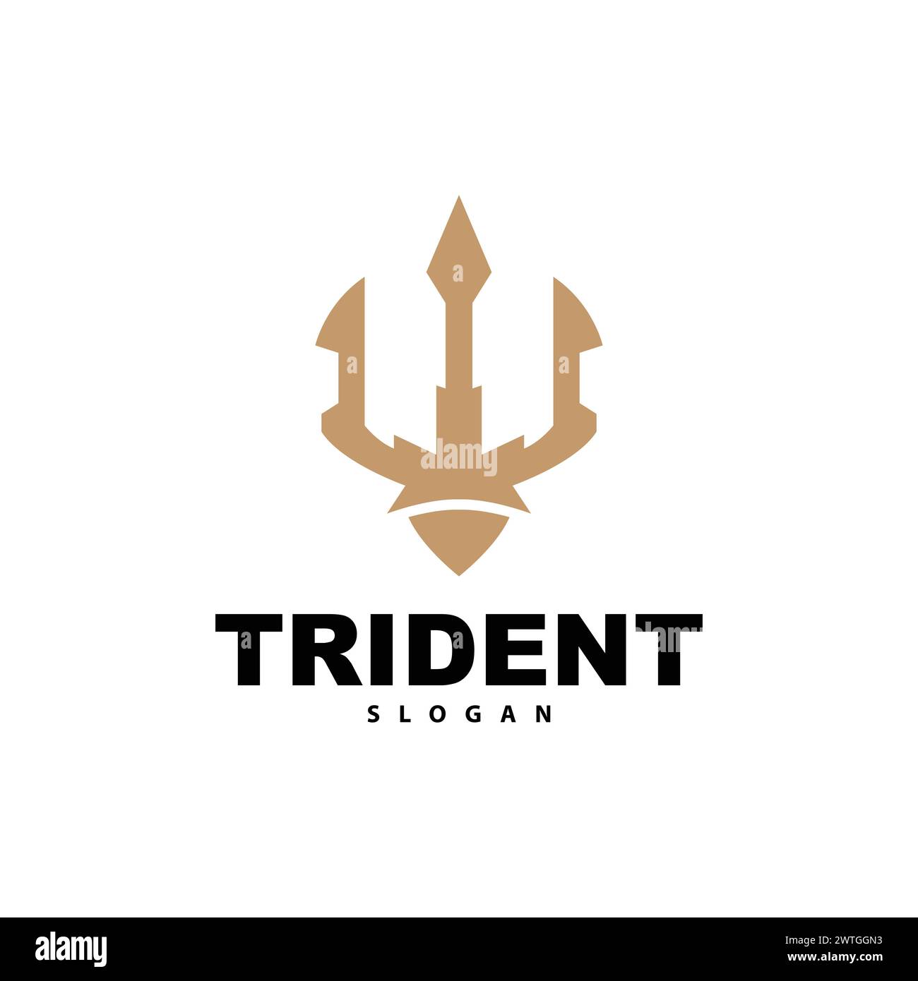 Logo Trident, Vector Magic Spear of Poseidon Neptune, Triton King Design, icona modello illustrazione del marchio Illustrazione Vettoriale