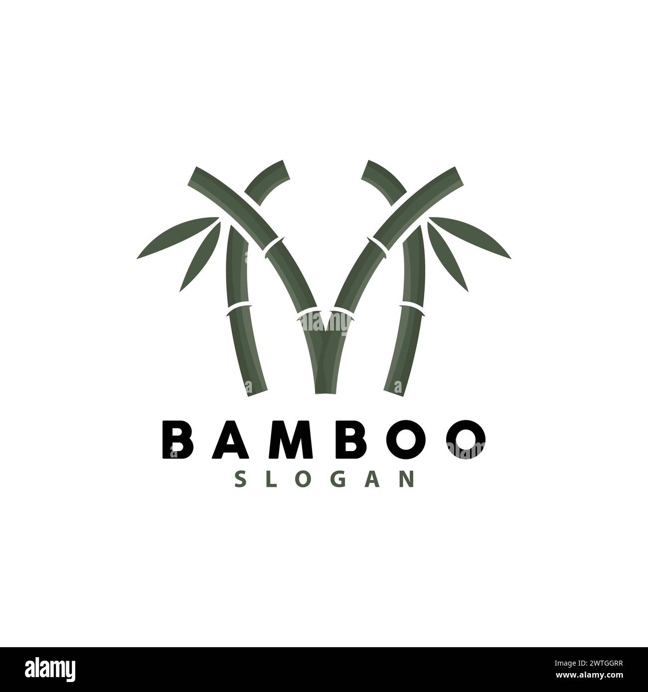 Logo di bambù, vettore di piante verdi, design minimalista semplice, modello di illustrazione Illustrazione Vettoriale