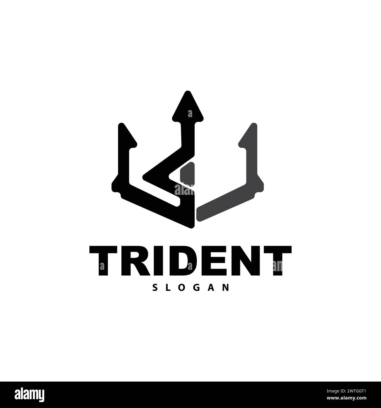 Logo Trident, Vector Magic Spear of Poseidon Neptune, Triton King Design, icona modello illustrazione del marchio Illustrazione Vettoriale