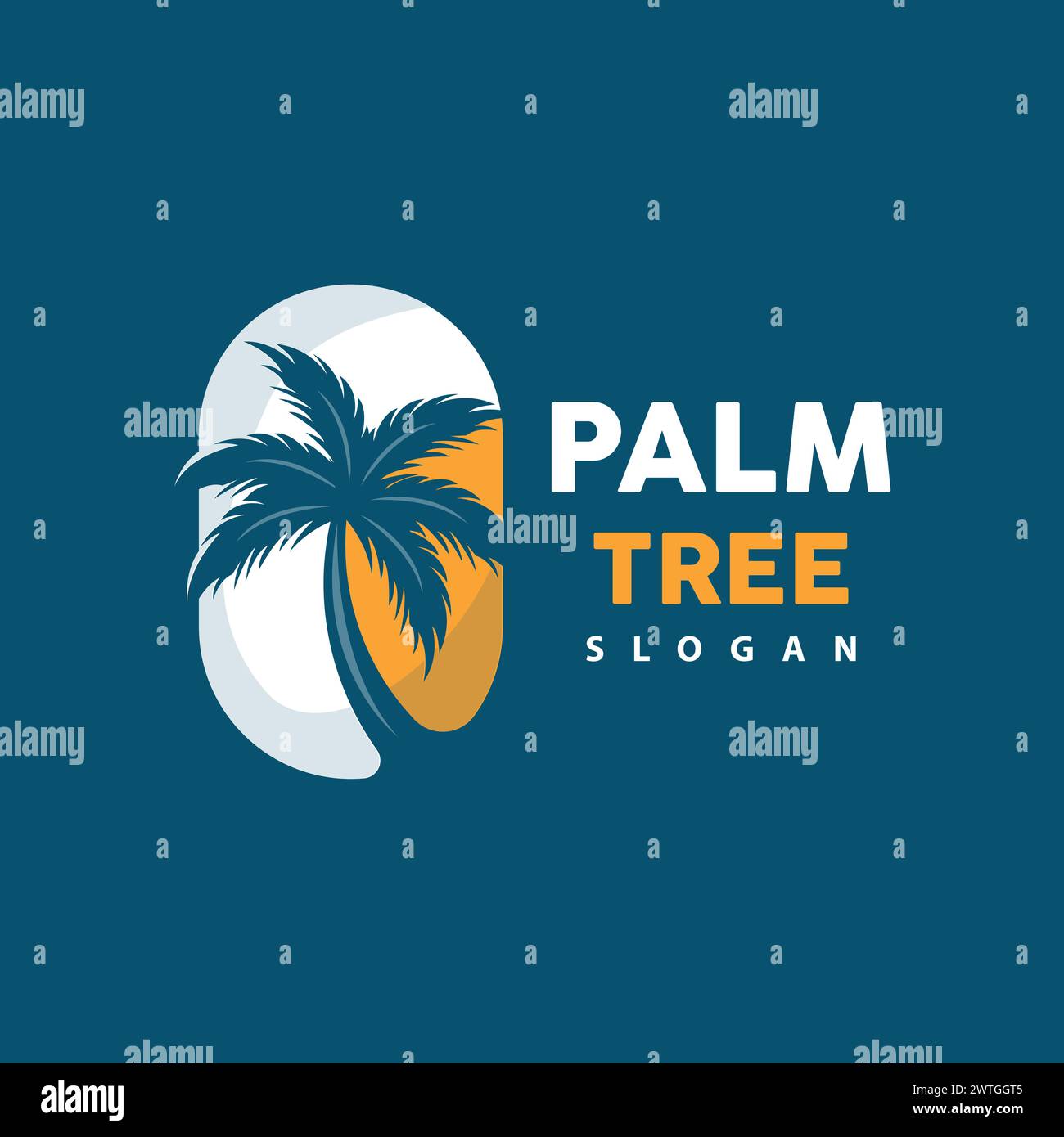 Logo Palm Tree, Beach Vector, Design estivo, illustrazione simbolo silhouette Illustrazione Vettoriale