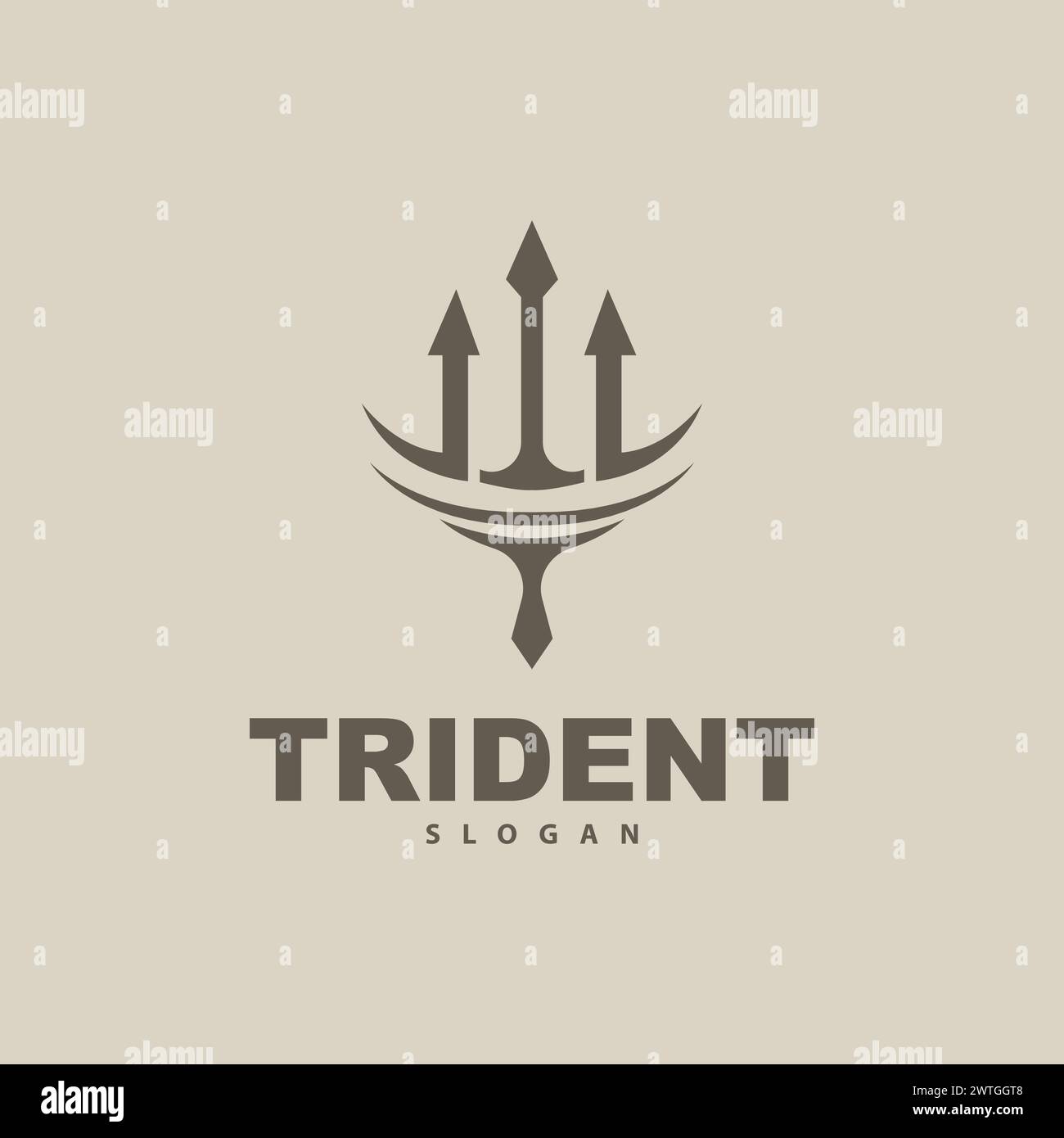 Logo Trident, Vector Magic Spear of Poseidon Neptune, Triton King Design, icona modello illustrazione del marchio Illustrazione Vettoriale