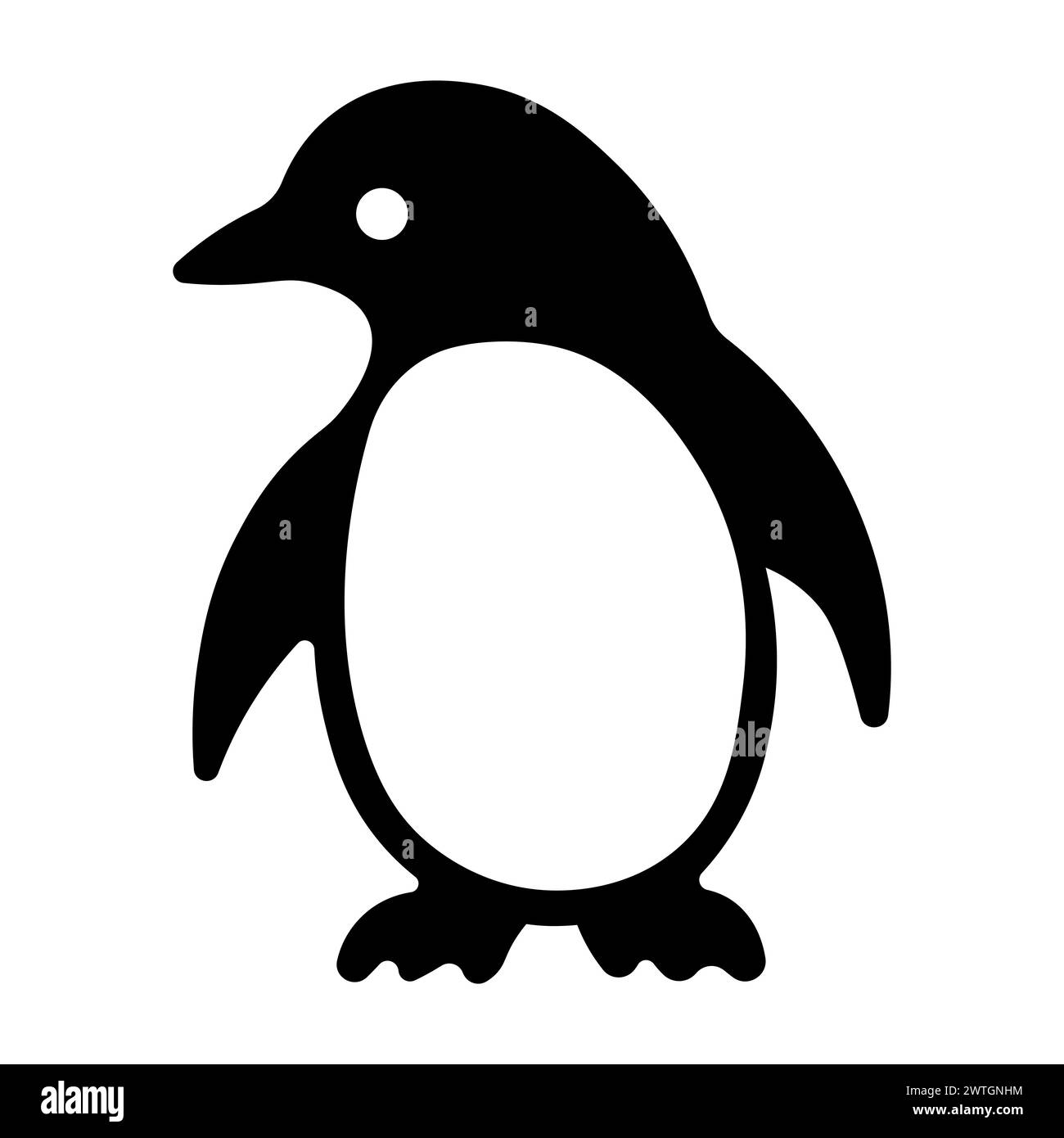 icona del pinguino vettoriale nero su sfondo bianco Illustrazione Vettoriale