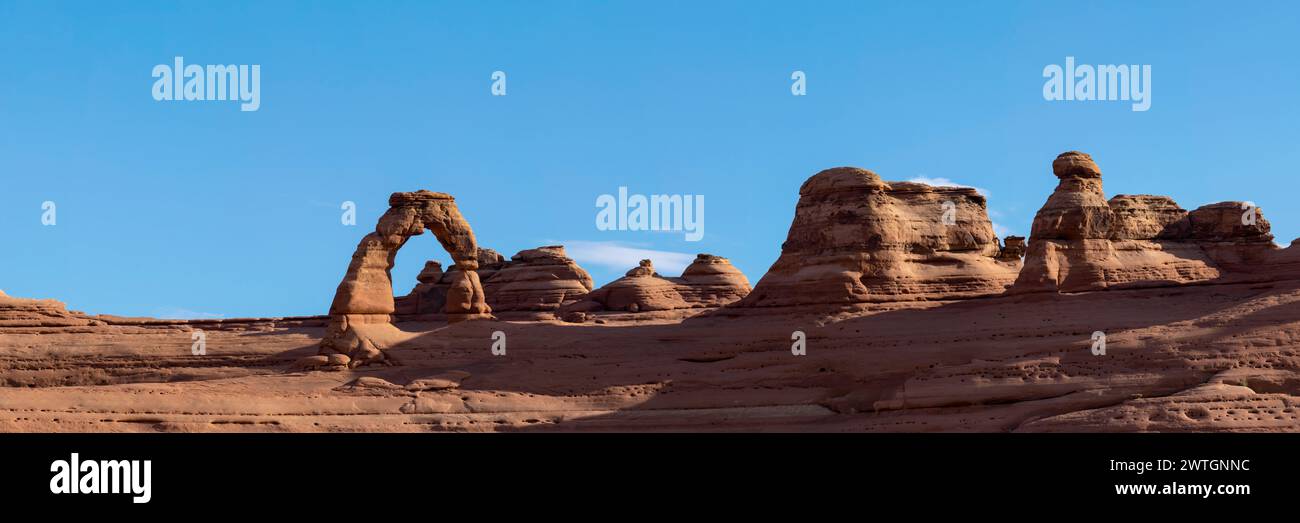 Immagine panoramica delicate Arch nell'Arches National Park, Utah Foto Stock