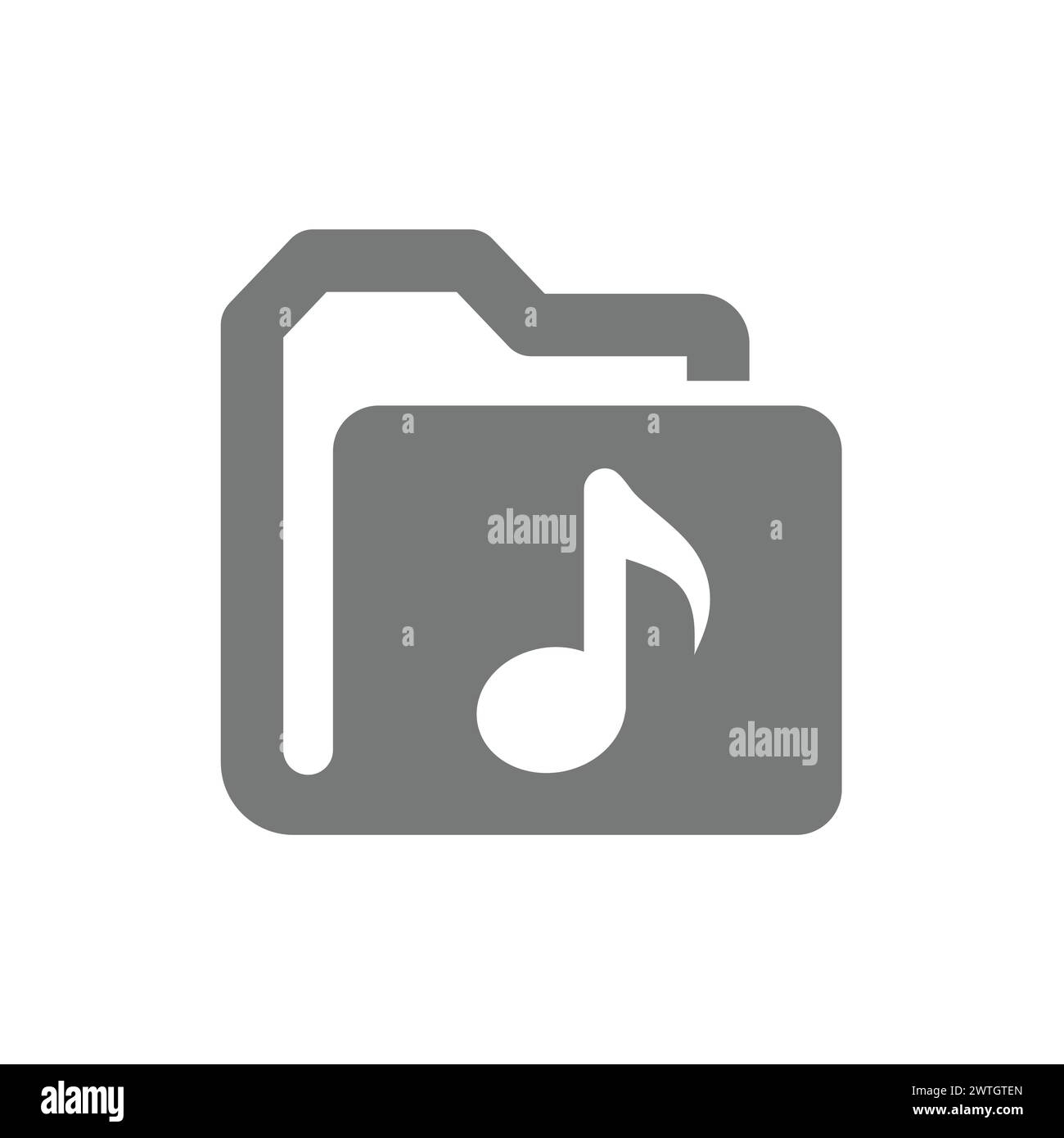Icona vettoriale file musicali. Cartella con il simbolo della nota musicale. Illustrazione Vettoriale