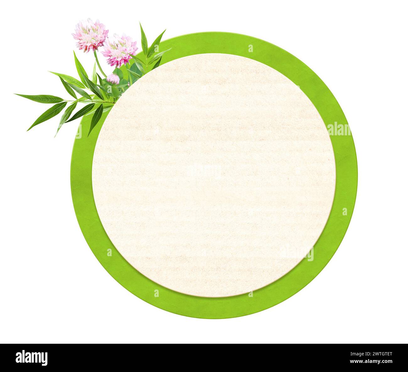 Fumettistica con materiale riciclato, fiori e foglie. Sviluppo sostenibile di un approccio strategico a zero rifiuti, consumo responsabile. CE Foto Stock