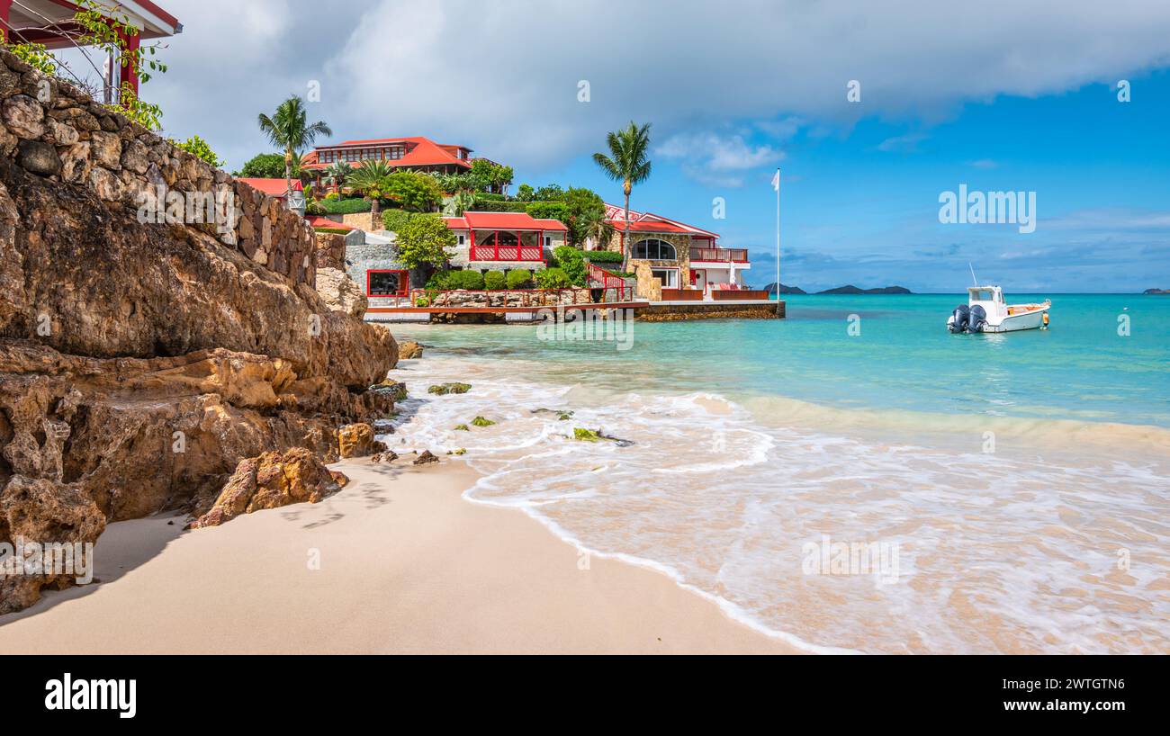 Spiaggia tropicale dei Caraibi, Saint Barthelemy. Foto Stock