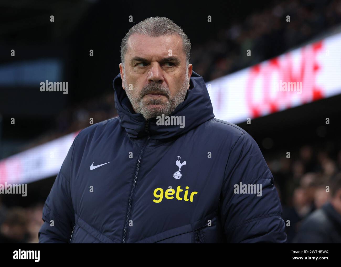 Londra, Regno Unito. 16 marzo 2024. Ange Postecoglou, Manager del Tottenham Hotspur durante la partita di Premier League al Craven Cottage, Londra. Il credito per immagini dovrebbe essere: Paul Terry/Sportimage Credit: Sportimage Ltd/Alamy Live News Foto Stock