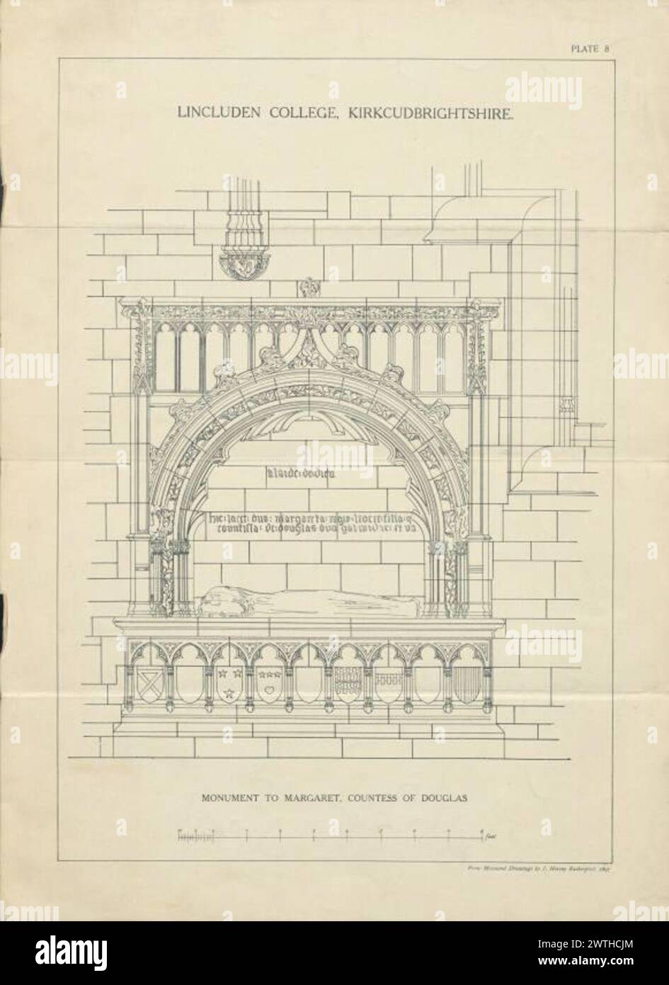 Plans of Local Architectural Features James Cromar Watt (Aberdeen, Scozia, 1862 - 1940) 1885 Cathedral Foto Stock