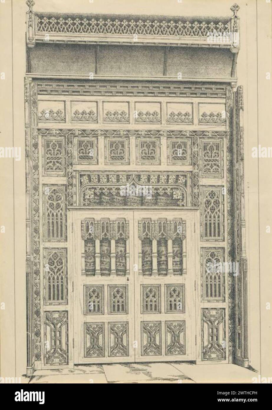 Plans of Local Architectural Features - Door of King's College Chapel, Aberdeen University (pagina stampata) James Cromar Watt (Aberdeen, Scozia, 1862 - 1940) 1885 Chapel Foto Stock