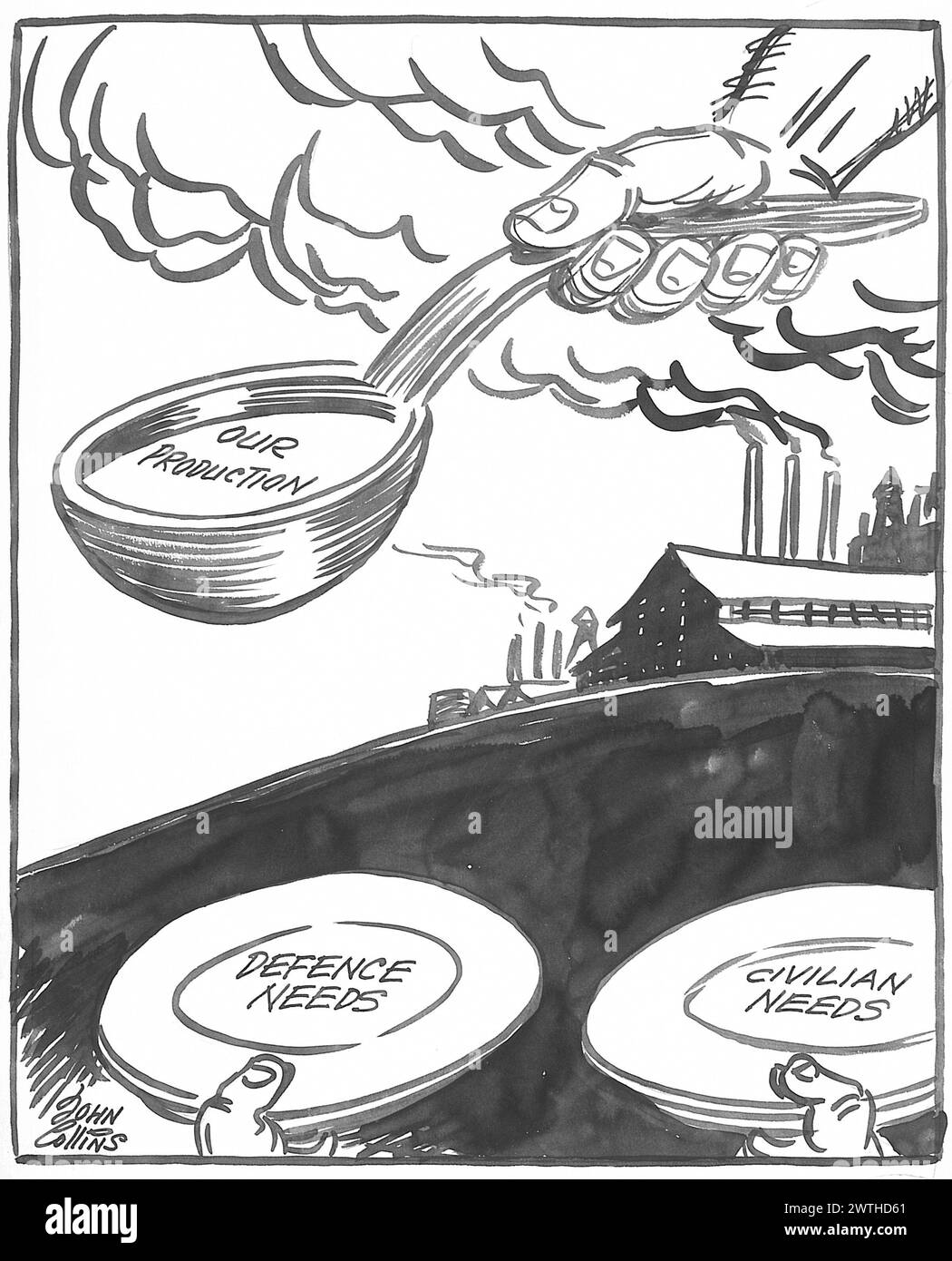 Cartone animato - ne abbiamo bisogno per due aiuti. John Collins (1917-2007) Foto Stock