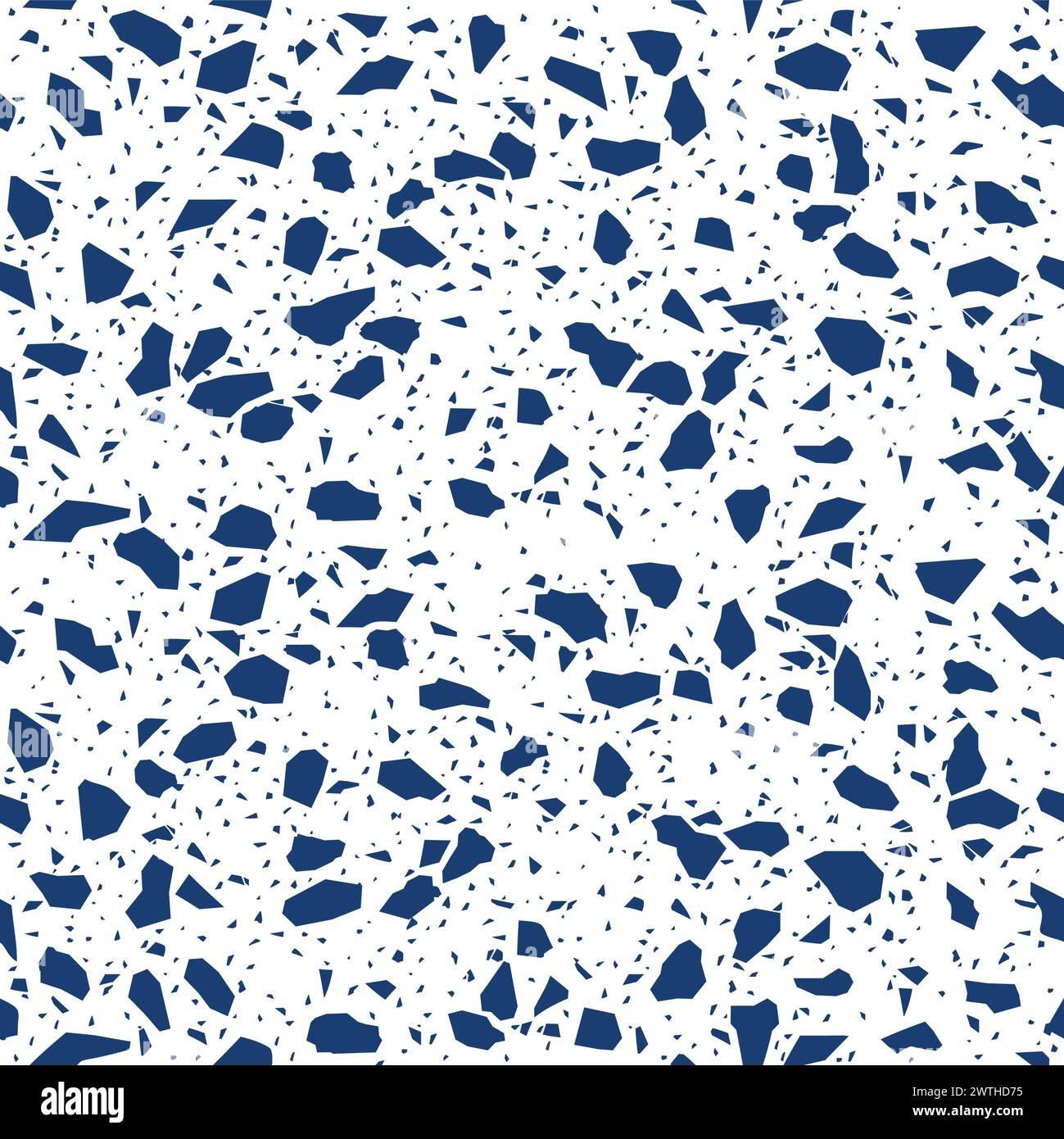 Mosaico in terrazo blu, sfondo in pietra terazo azzurro, pavimento in marmo ceramica terazzo. Ornamento ripetuto Vector senza cuciture, caratterizzato da una vibrante miscela di marmo, granito e trucioli di vetro Illustrazione Vettoriale