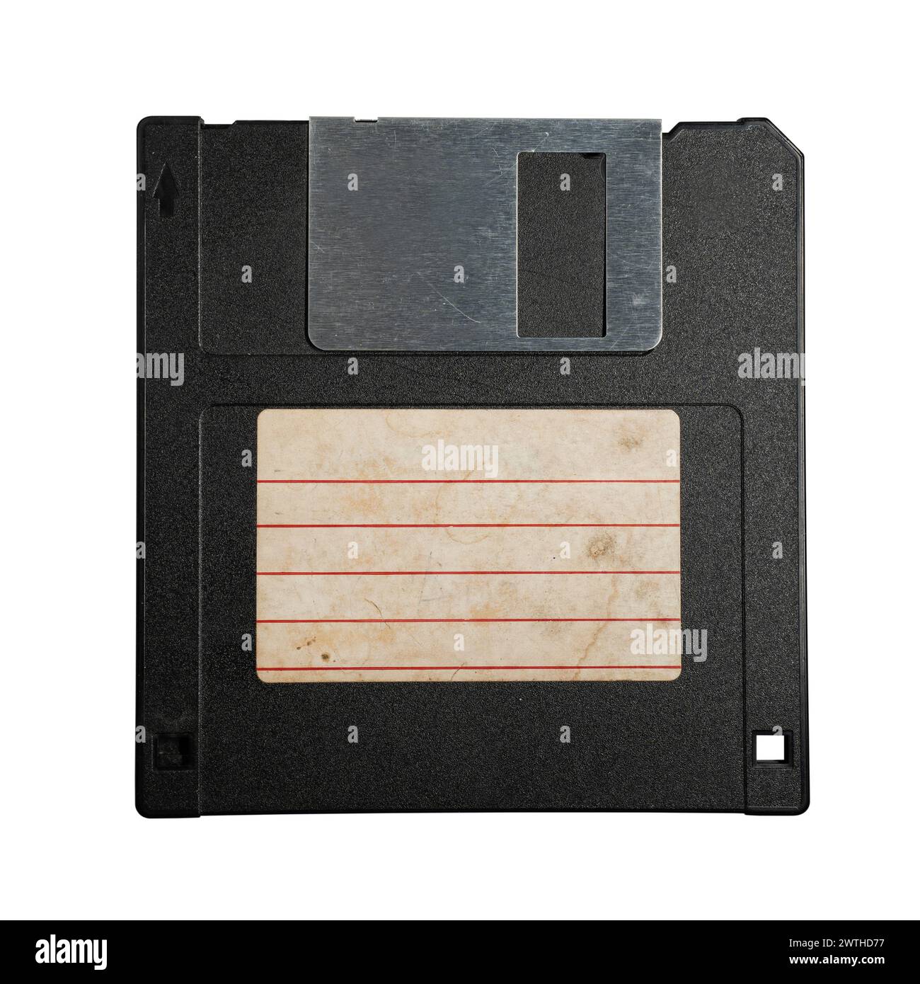 Un disco floppy su sfondo bianco con percorso di ritaglio Foto Stock