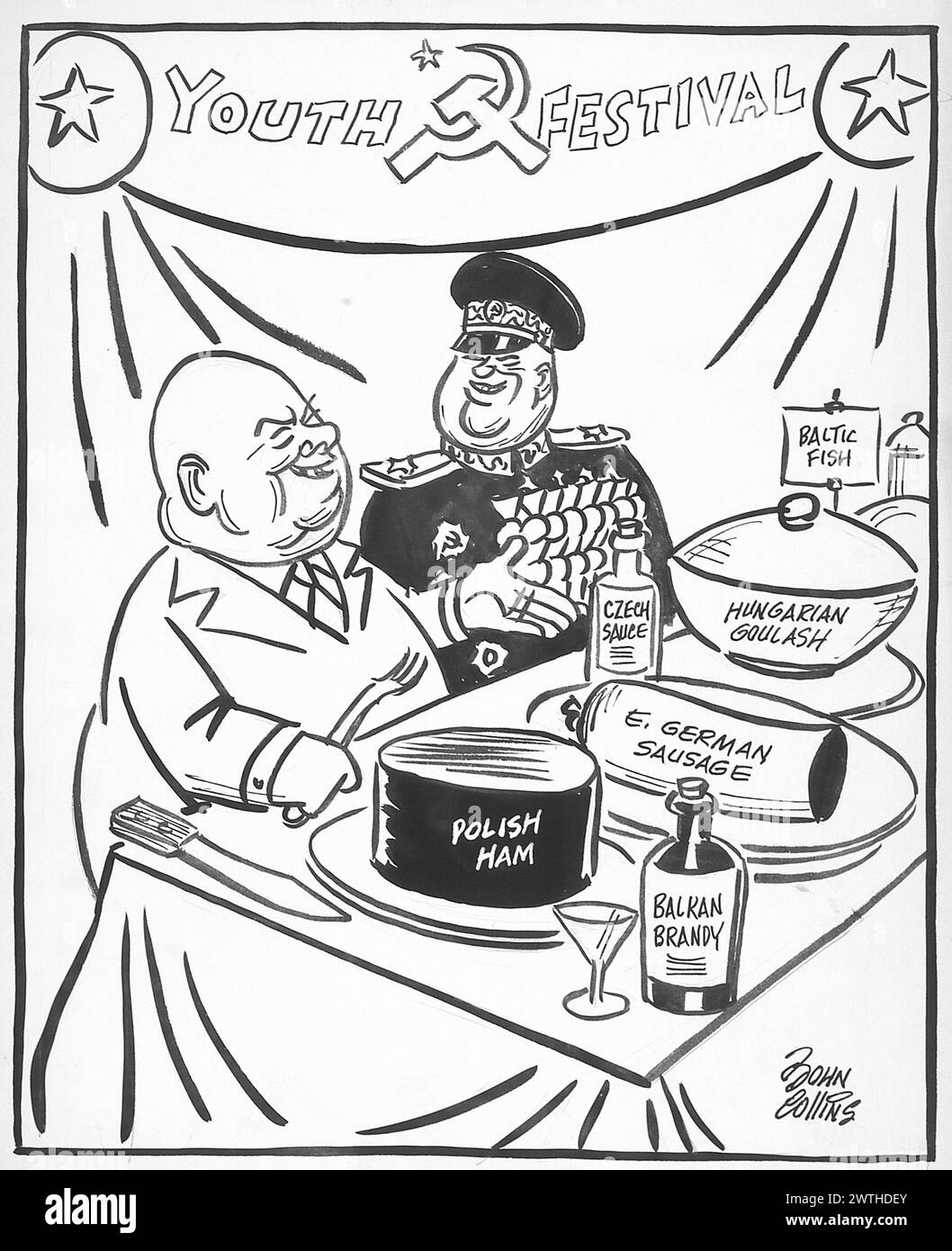 Cartone animato - "l'amicizia è amicizia, ma dobbiamo mangiare”. John Collins (1917-2007) Foto Stock