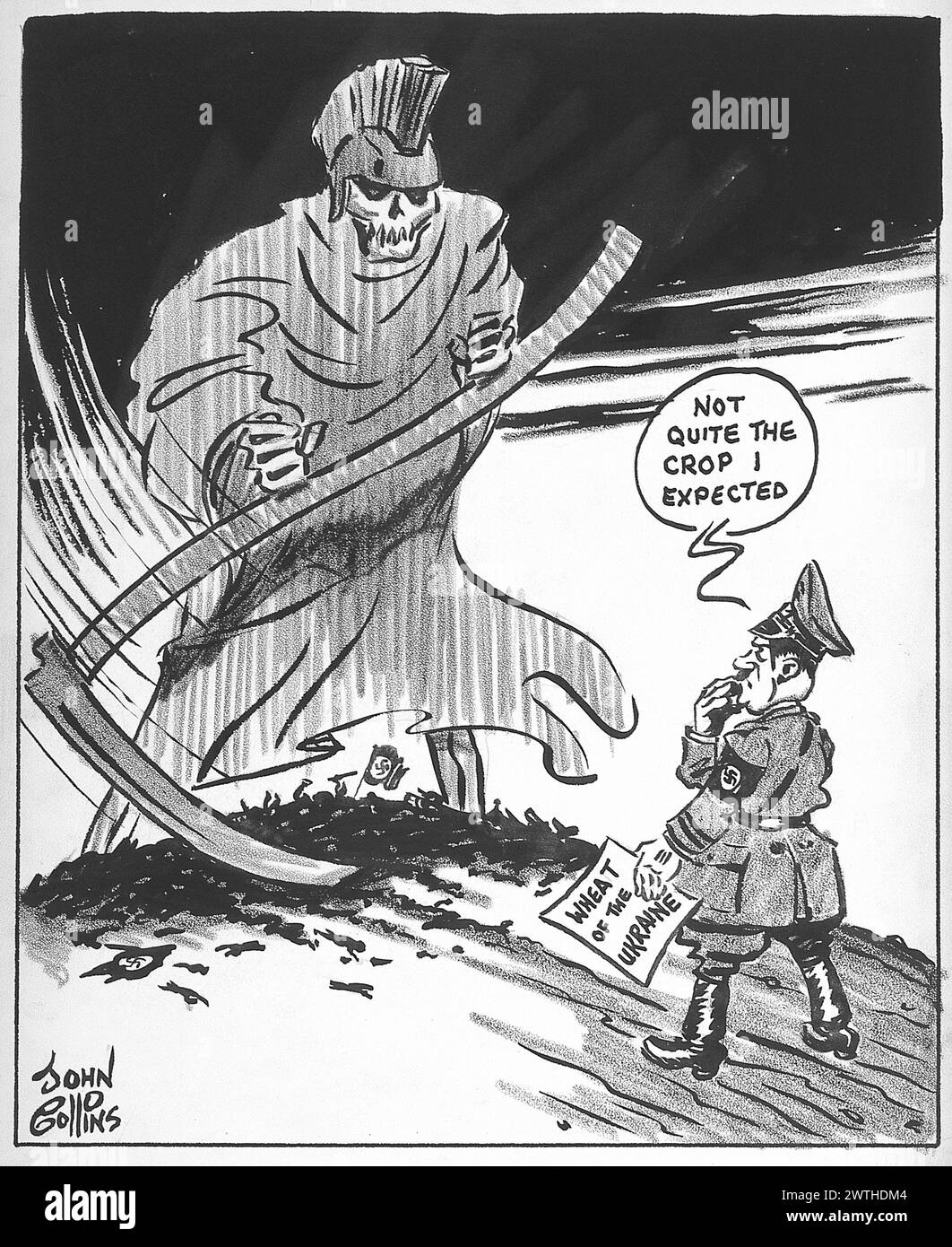 Cartoon - tempo di raccolta in Russia. John Collins (1917-2007) Foto Stock